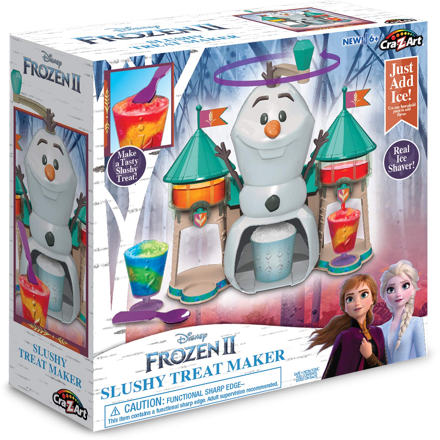 Disney Frozen II Slushy Treat Maker Kit - Ice Shaver, Ice Cube Molds, Ice Bucket, Cup & Spoon Included - Perfect for Kids Birthday Parties, Summer Treats & Frozen-Themed Events