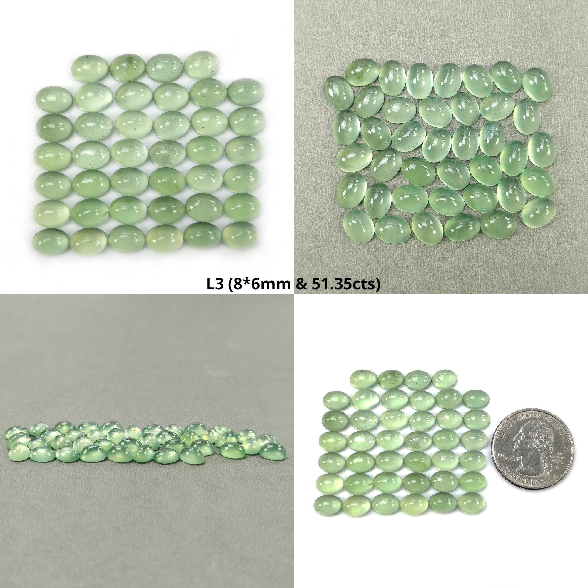 Natural Untreated Green Serpentine Gemstone Cabochon - Antigorite Serpentine Oval Shape 8x6mm (40pcs Lot) for Jewelry Making, Wire Wrapping, and Healing Crystal Crafts