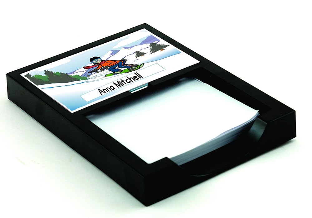 Personalized Snowboarding Memo Holder for Women - 100 Sheets of Notepad Included - Perfect for Office, Home Desk & Winter Sports Enthusiasts
