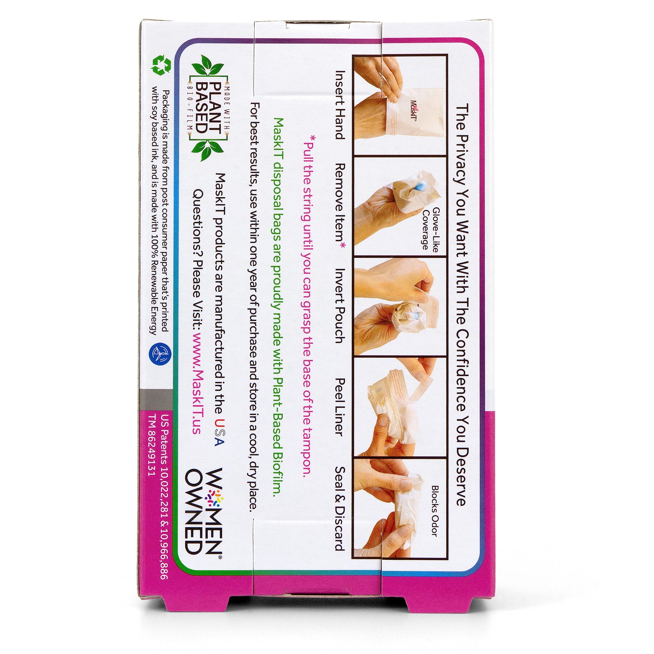 **MaskIT Plant-Based Tampon Disposal Bags – 26 Count, Eco-Friendly & Discreet Sanitary Pouch for Home, Travel, Gym & On-The-Go Use**