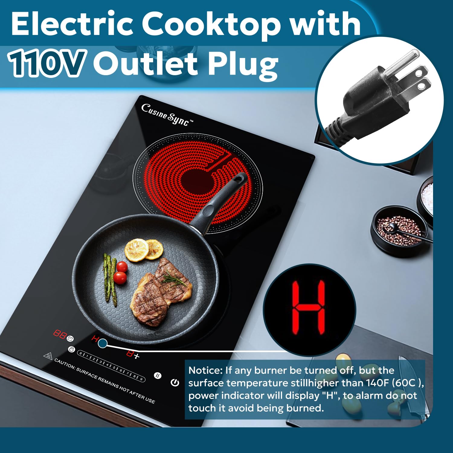 2 Burner Electric Cooktop - 12 Inch Portable Induction Stove with 9 Power Levels, Touch Control, Timer & Child Lock | Countertop & Built-In Kitchen Solution | Perfect for Small Apartments, RVs & Outdoor Cooking (110-120V)