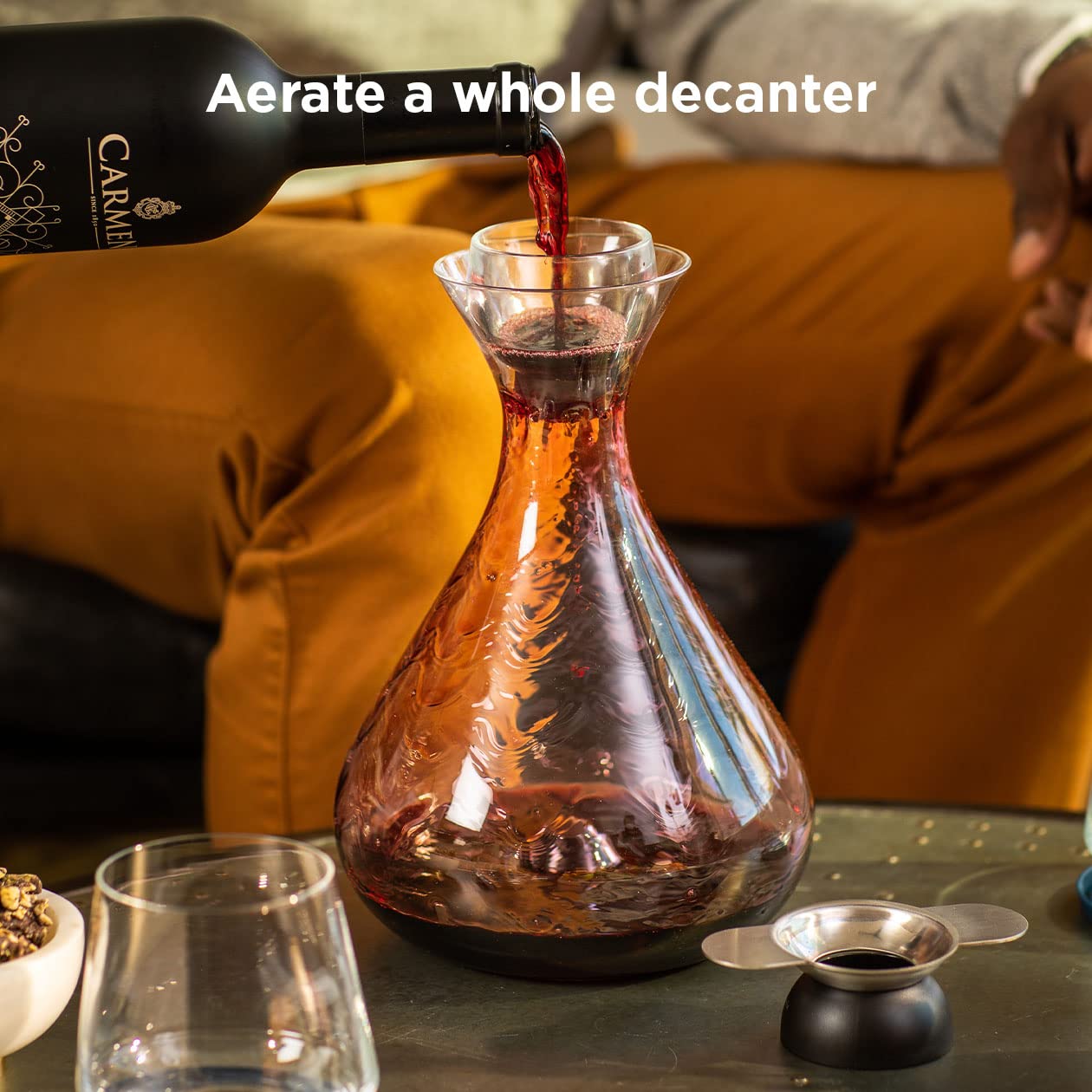 Premium Rabbit Wine Aerator with Sediment Strainer & Stand | Hands-Free Wine Decanter for Red Wine Lovers | 3.35 x 3.35 x 5.6 Inches | Perfect for Dinner Parties, Wine Tasting & Gifts