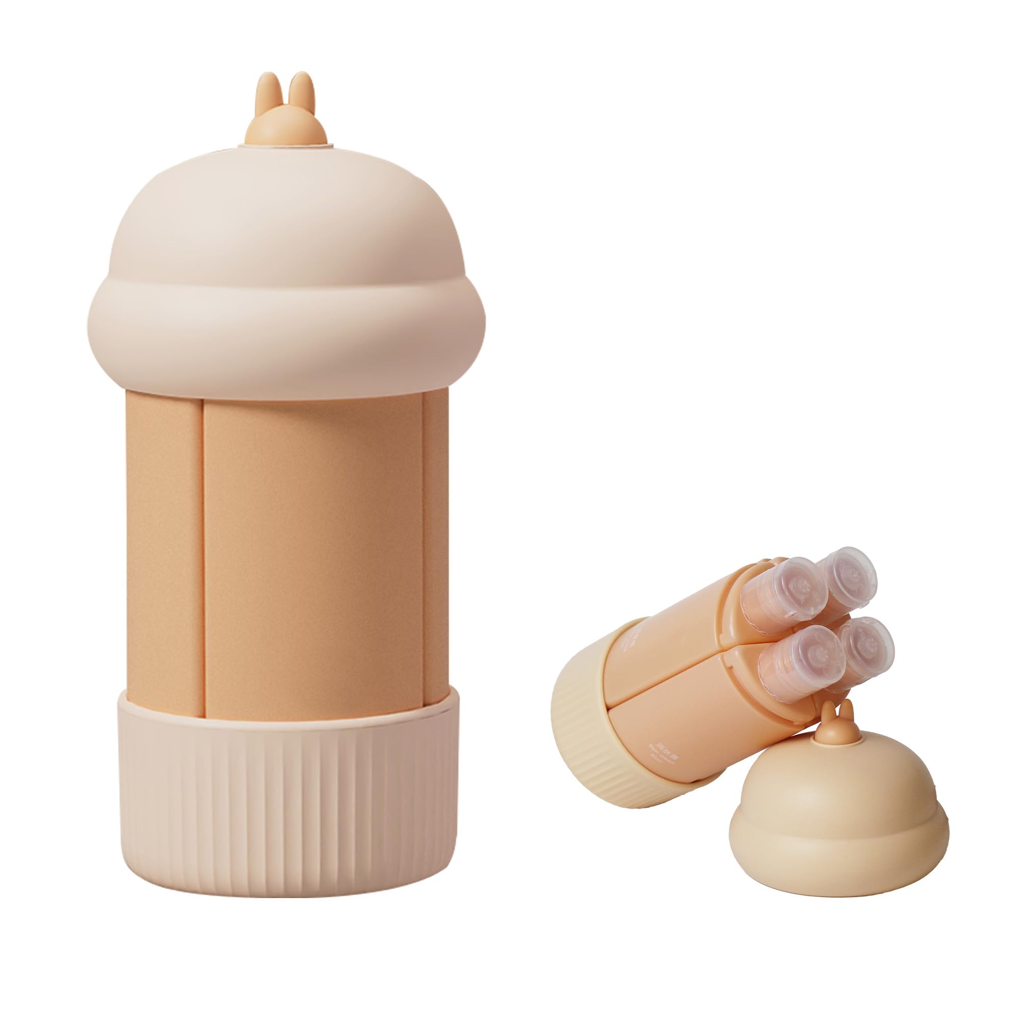 4 in 1 Leak Proof Travel Bottles Set - Portable Refillable Squeezable Toiletry Containers for Shampoo, Body Wash & Lotion (Beige) | TSA Approved for Airplane, Gym & Vacation Essentials