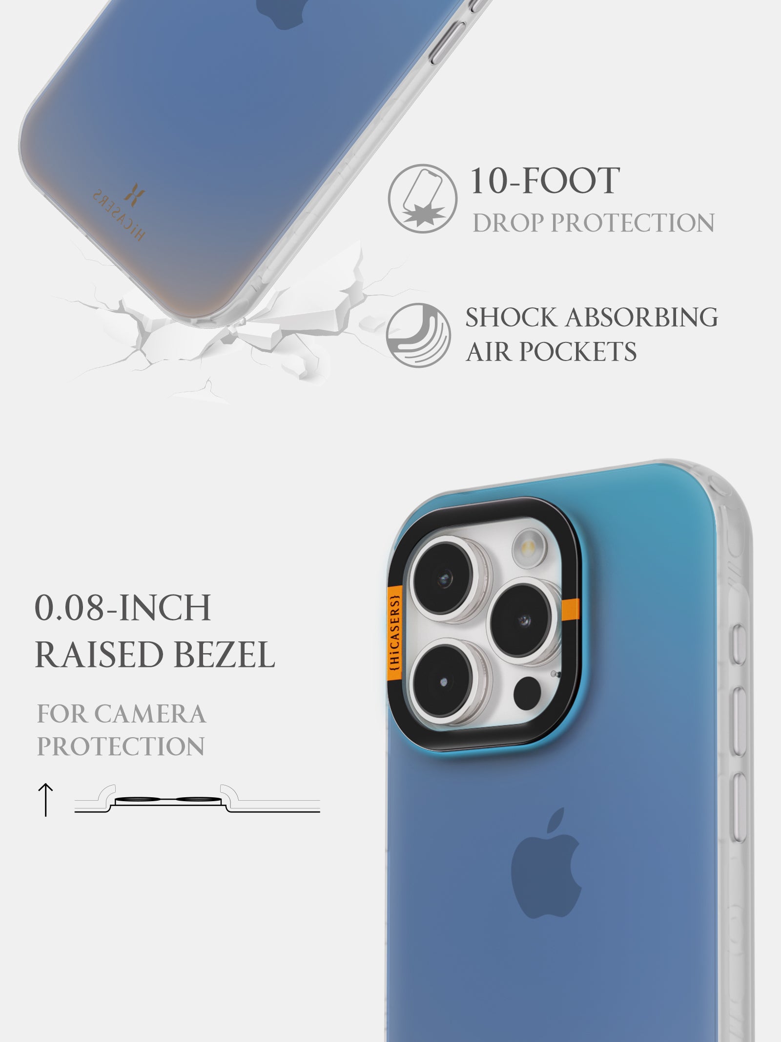 Lake Breeze Blue Iridescent Phone Case - Shatterproof Protective Cover for iPhone 15/14/13/12/11 Pro Max - Glitter Gradient Aesthetic Design for Women & Girls - Perfect for Daily Use, Travel & Outdoor Activities