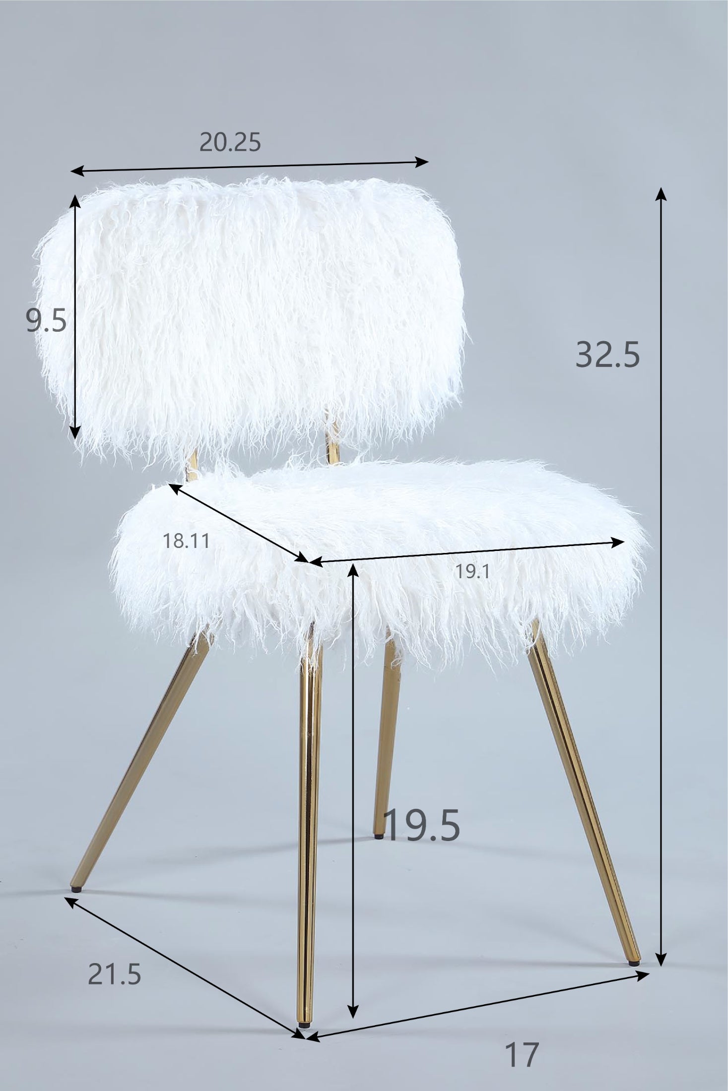Luxury Faux Fur Accent Chair with Gold Metal Legs - Modern Velvet Lounge Chair for Living Room, Bedroom & Office Decor