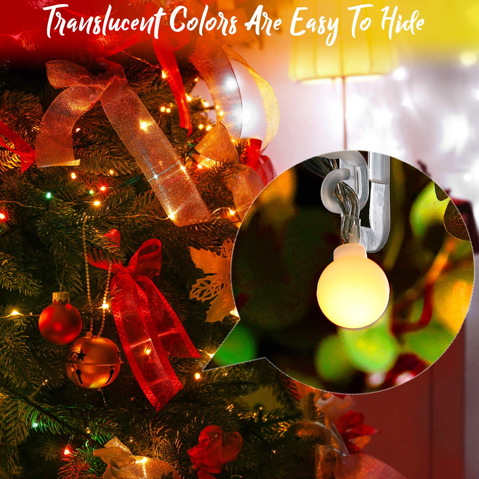 Blulu 25-Piece Clear Light Clips Hooks - Universal Gutter Hooks for C9 C7 C6 Christmas Lights - Perfect for Roof, Ridge Line, Fence & Outdoor Holiday Decorations