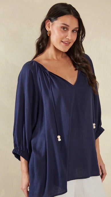 Sardinia Relaxed Blouse Riviera - Women's Flowy Casual Shirt for Summer Beach Vacation & Boho Outfits