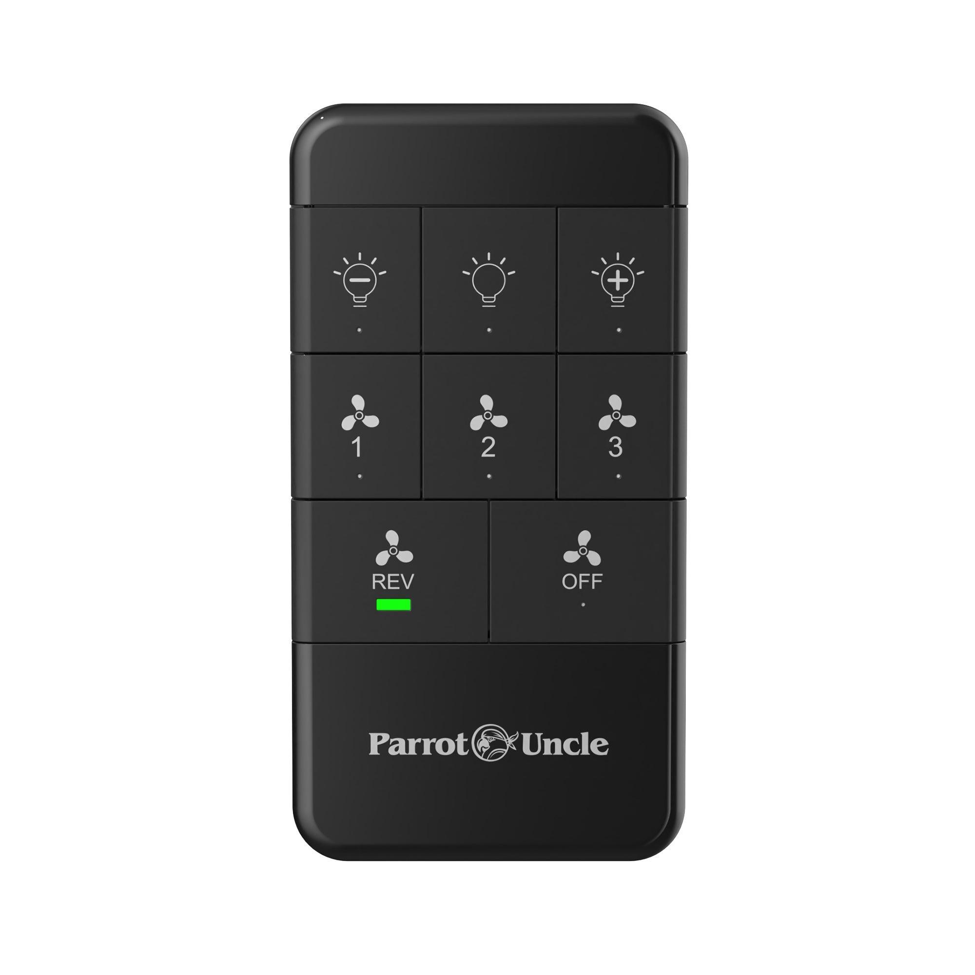 Parrot Uncle Ceiling Fan Remote Control and Receiver Kit with Wall Holder - Compatible with GA020 & GA047 Models - Easy Installation for Bedroom, Living Room, and Office Use