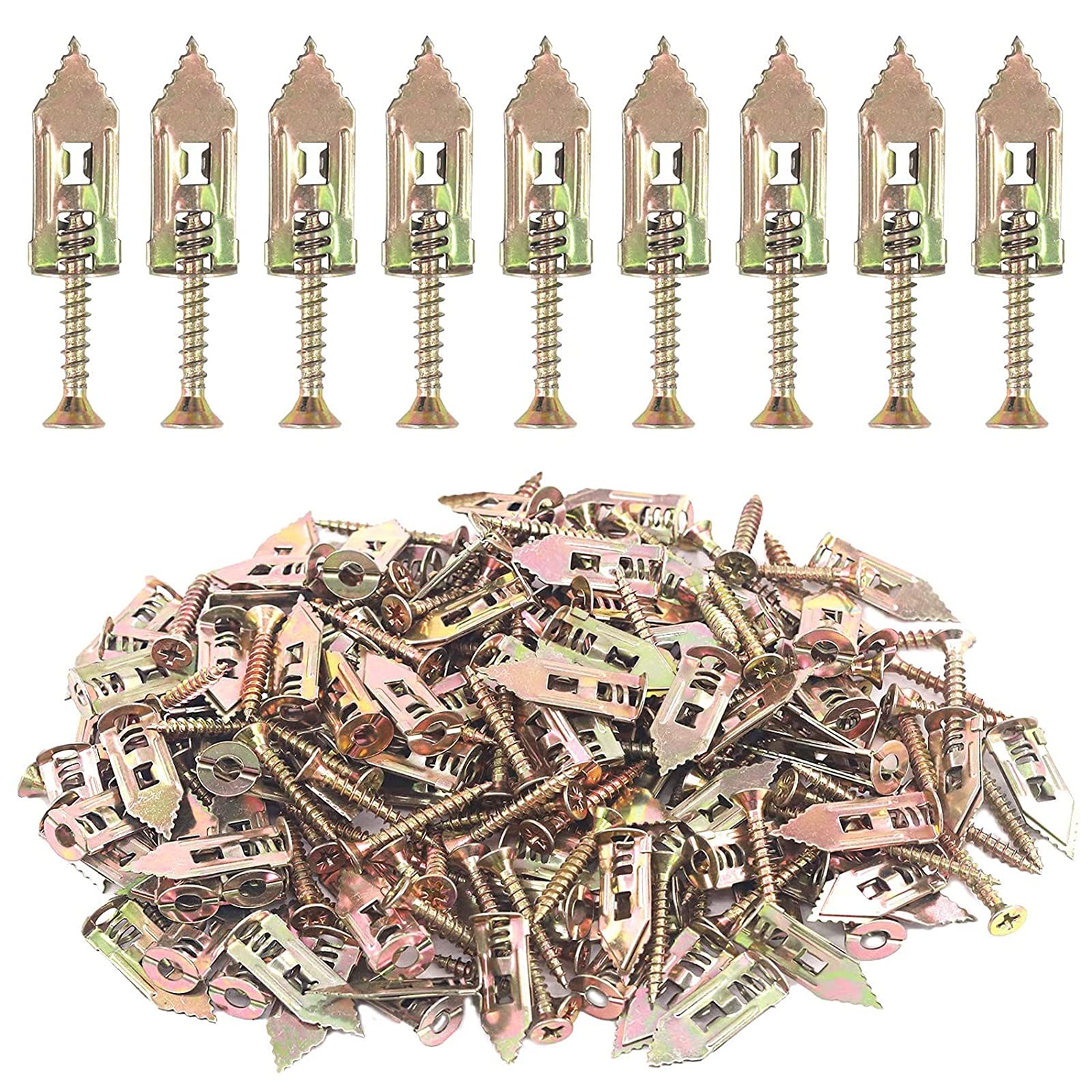 50Pcs Self-Drilling Drywall Anchors with Screws Kit - Heavy Duty Carbon Steel Hollow Wall Anchors for Hanging Pictures, Shelves & Home Decor - Includes Tapping Screws for Secure Installation