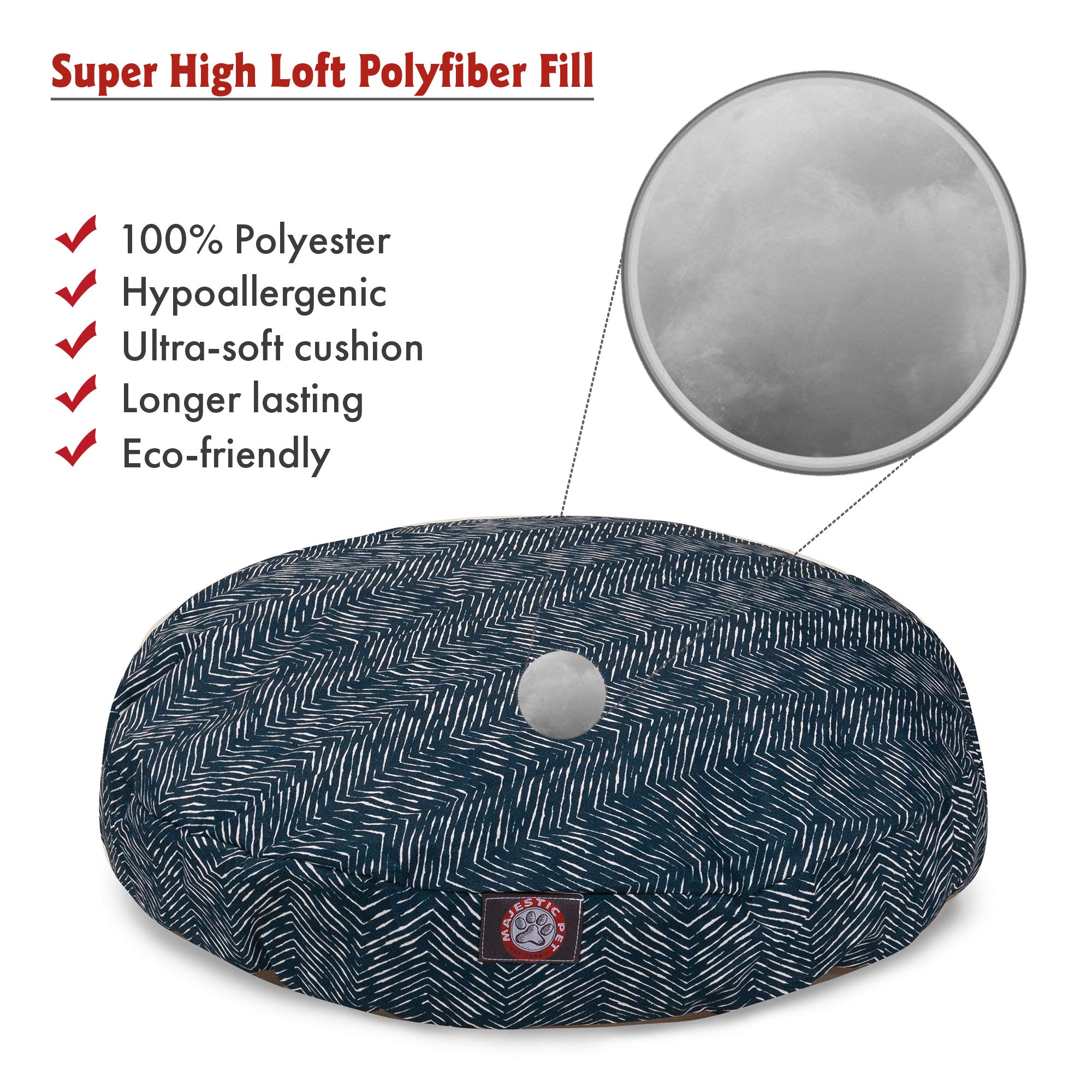 Majestic Pet Navy Blue Large Round Dog Bed - Indoor & Outdoor Use with Removable Washable Cover - Perfect for Living Room, Patio, or Kennel Comfort