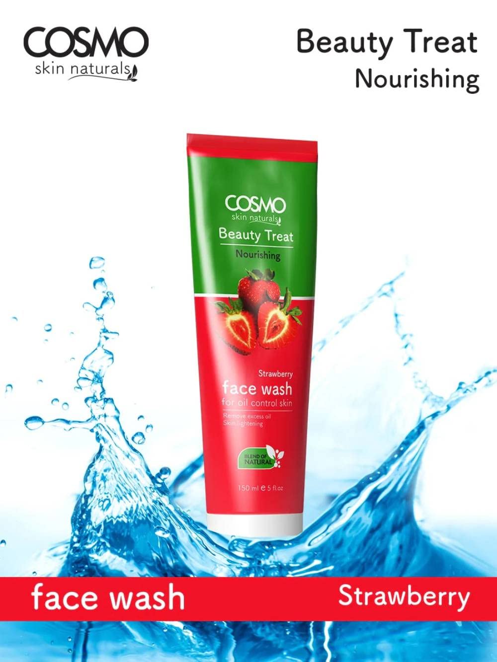 Cosmo Beauty Treat Nourishing Strawberry Face Wash 75ml - Oil Control & Deep Cleansing for Oily & Combination Skin | Removes Excess Oil & Impurities | Unisex Skincare | Perfect for Daily Morning & Night Routine