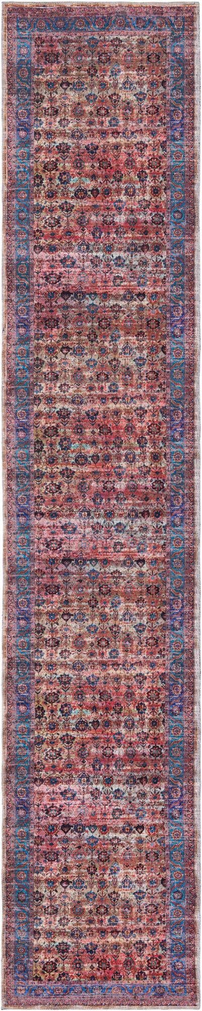 Washable 13 Ft Runner Rug - Maahru Collection Low-Pile Pink Carpet for Hallway & Entryway | Durable & Easy-Clean Floor Mat for Home Decor | Perfect for High-Traffic Areas, Living Rooms & Bedrooms
