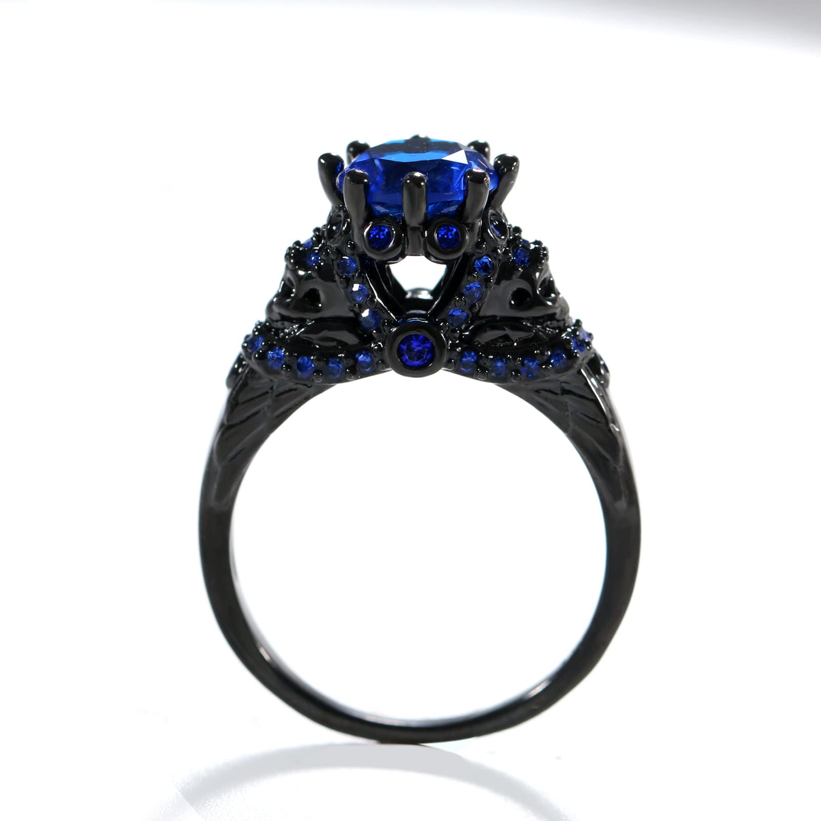 Gothic Skull Couple Rings for Men & Women - AAA Red CZ Punk Wedding Bands | Gothic Jewelry for Weddings, Anniversaries & Alternative Fashion