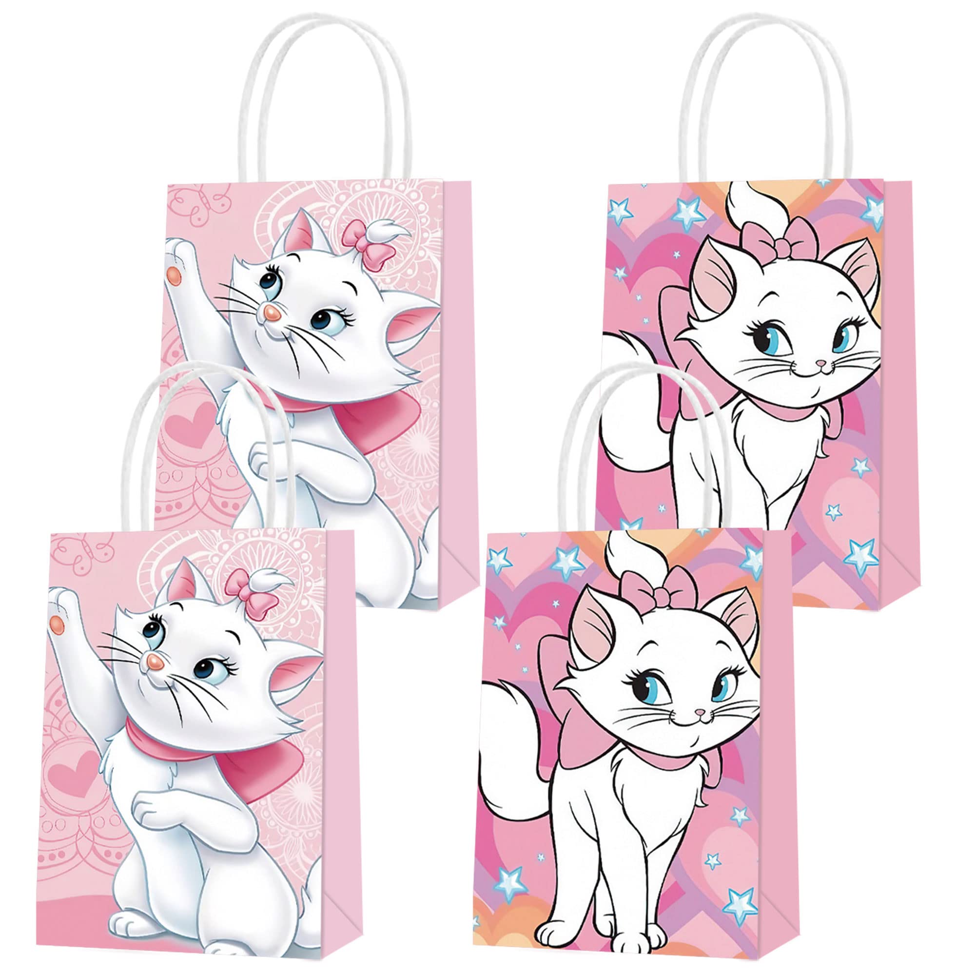 16 Pcs Marie Aristocats Cat Themed Party Favor Bags - 2 Styles Gift Bags for Birthday Party Decorations, Candy Goodie Bags for Kids & Adults - Perfect for Disney Themed Birthday Parties, Baby Showers & Special Events
