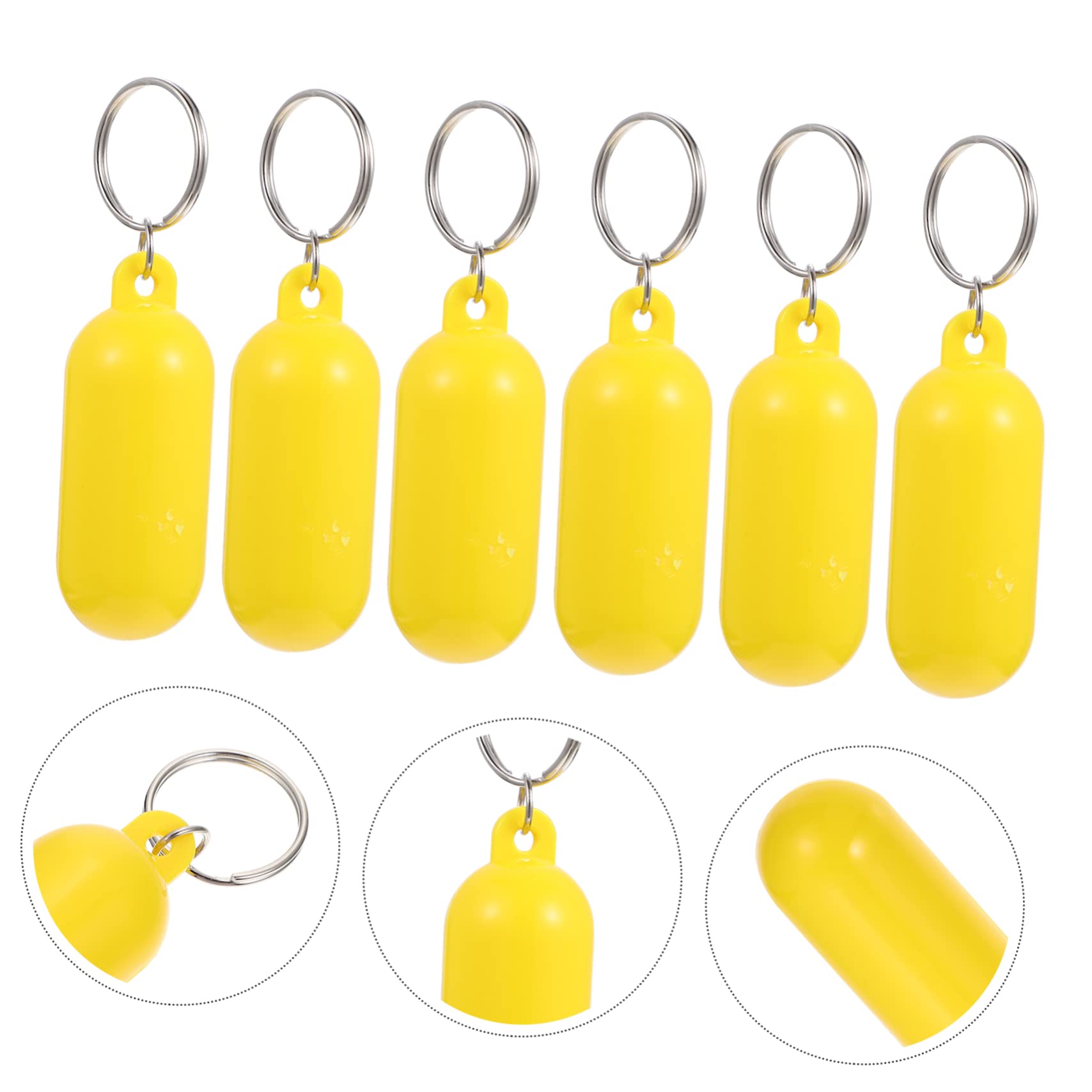 GOOHOCHY 4 Sets Marine Floating Keychains - Waterproof Boat Keyrings with Oval Tube Float (6pcs x 4) for Sailing, Kayaking, Fishing & Water Sports Accessories