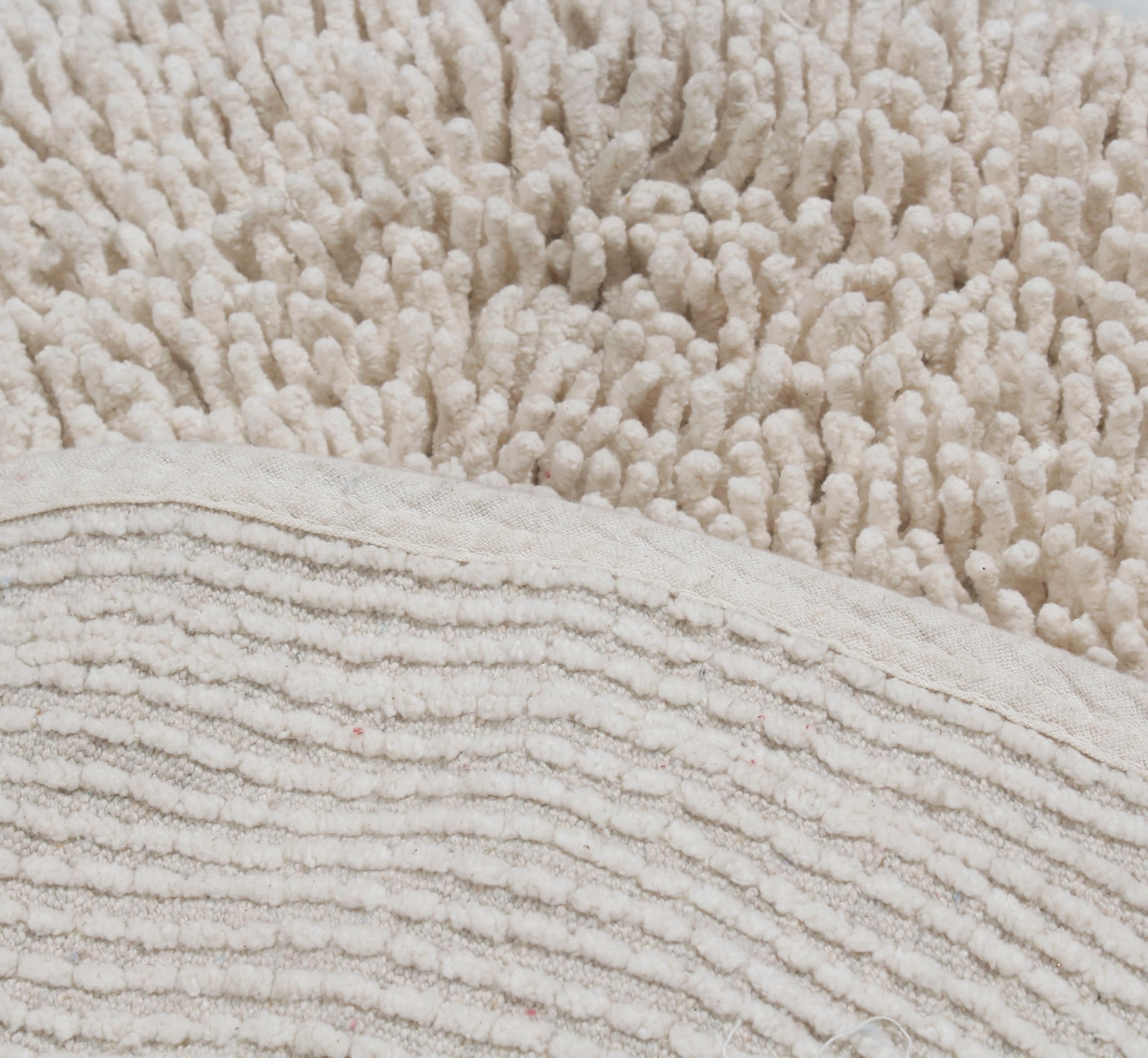 Premium 100% Cotton Bath Rug Set - Ultra Soft & Absorbent Non-Slip Bathroom Mats - Washable 4-Piece Contour Design (Ivory) - Perfect for Bathroom, Kitchen & High-Traffic Areas