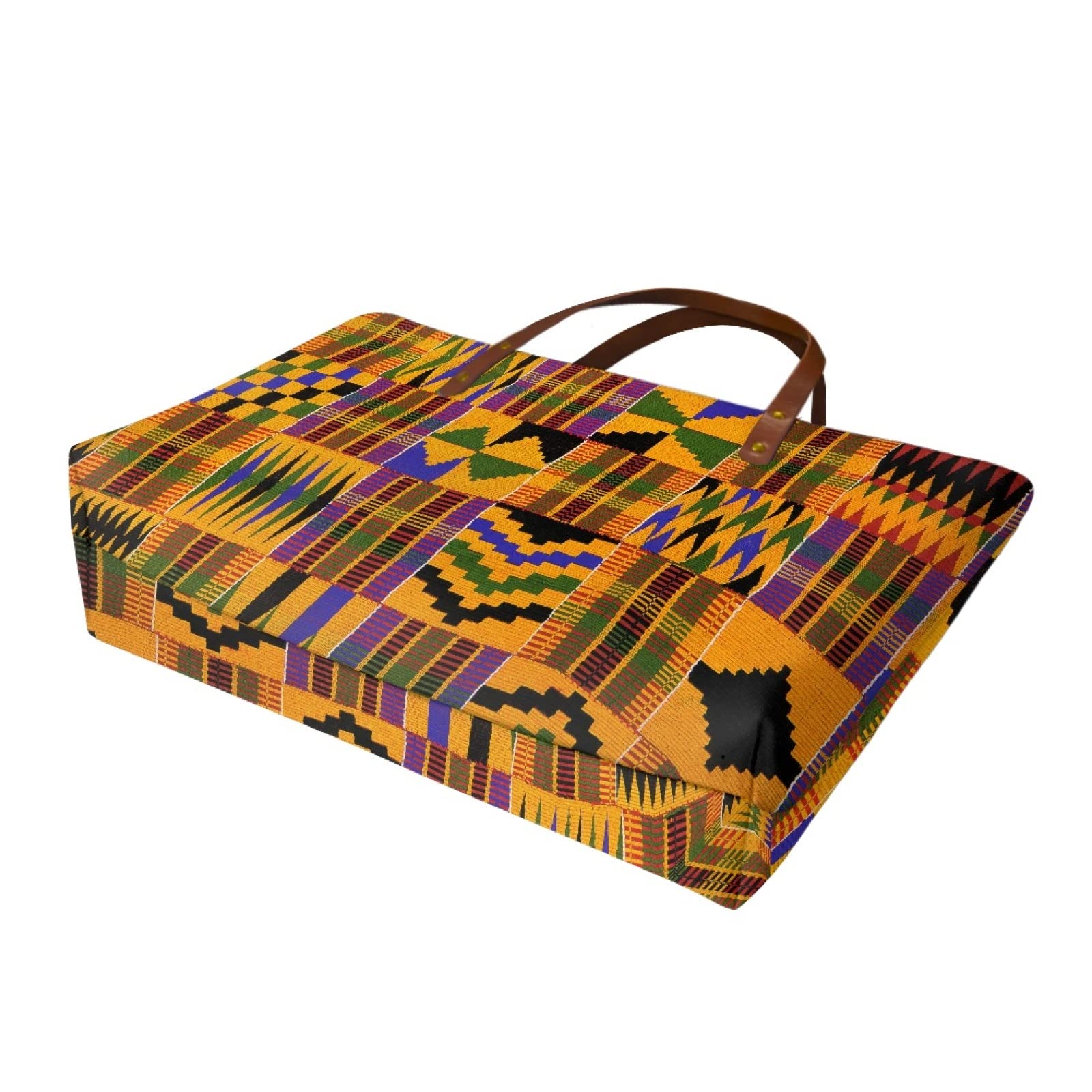 African Tribal Print Women's Tote Shoulder Bag - Ethnic Handmade Casual Purse for Work, Travel & Beach Day