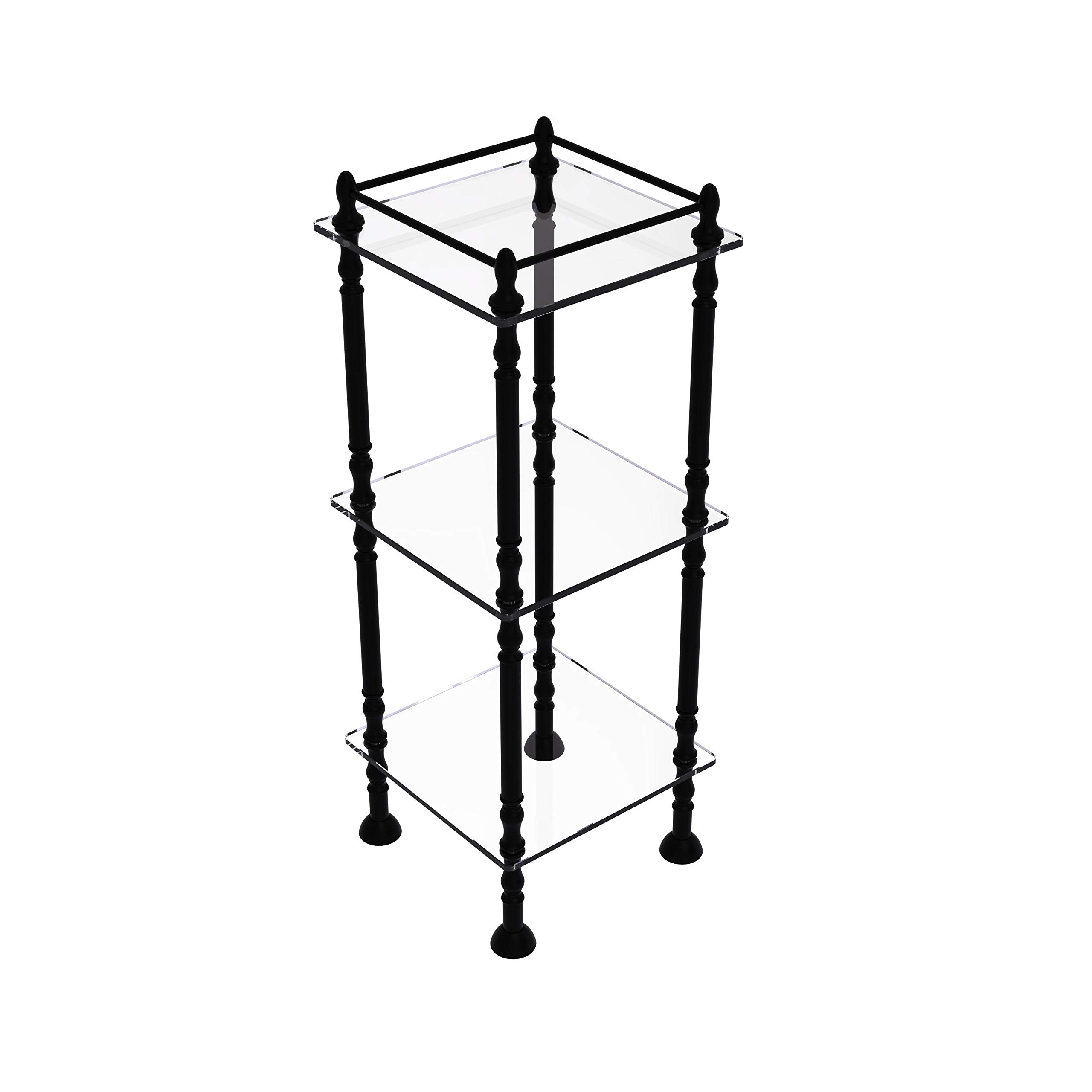 Allied Brass ET-14X143TGL 3-Tier 14x14 Inch Shelving Unit - Modern Matte Black Bookcase for Living Room, Bedroom & Office Storage
