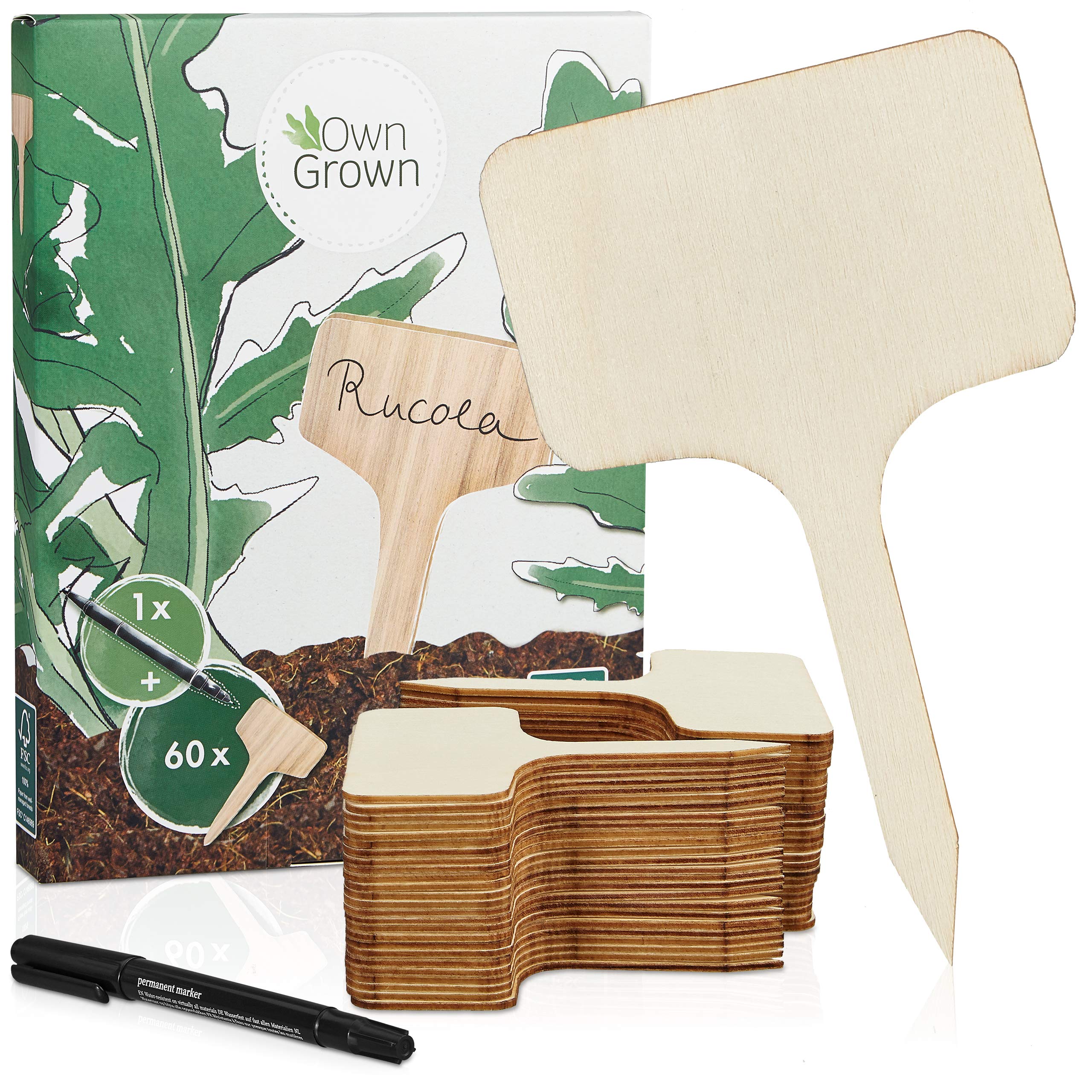 60 Pack Wooden Plant Tags with Marker Pen - 4