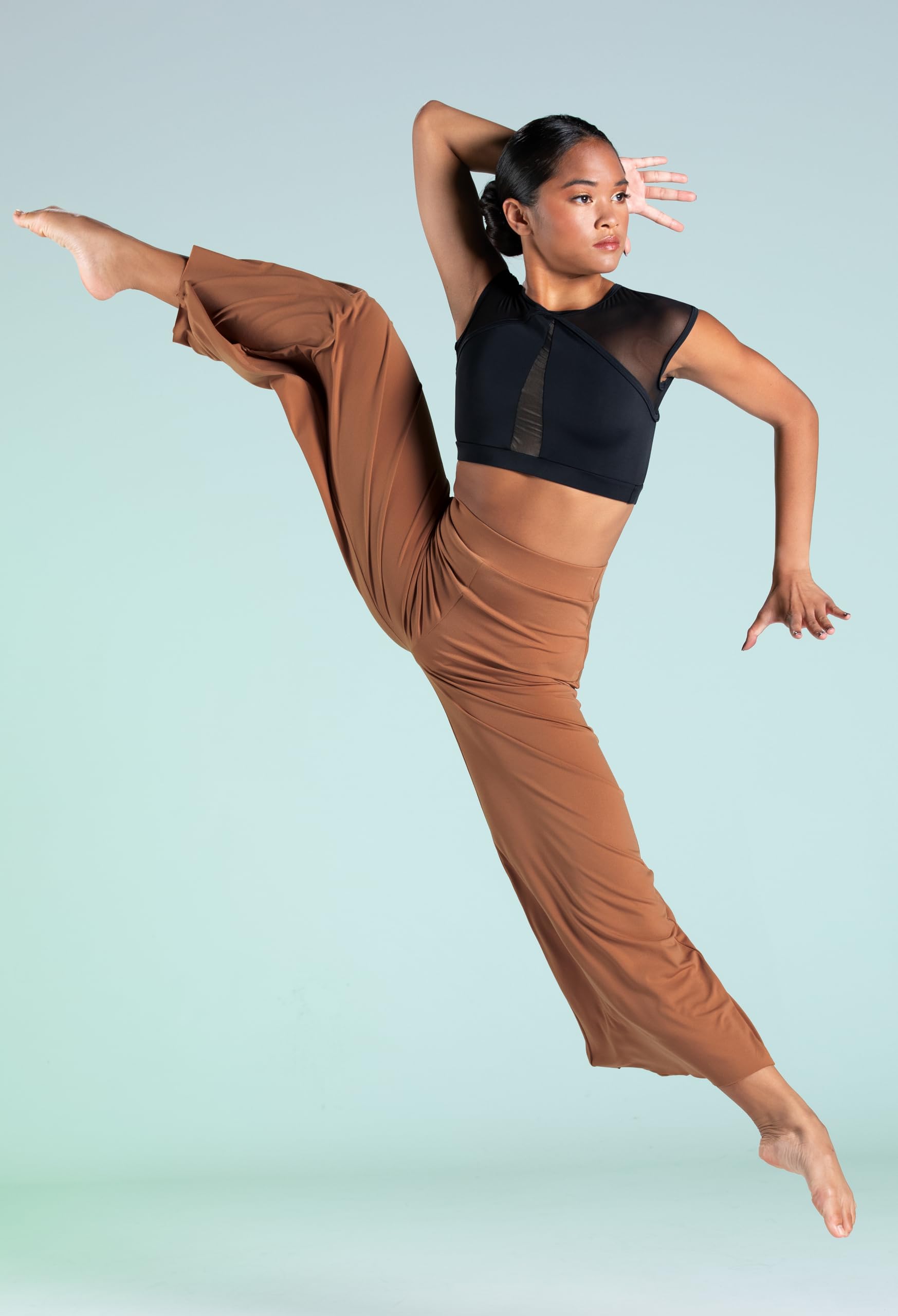 Balera Illusion Mesh Crop Top with Cap Sleeves for Girls & Women - Breathable Dance Top for Ballet, Jazz, Yoga & Performance