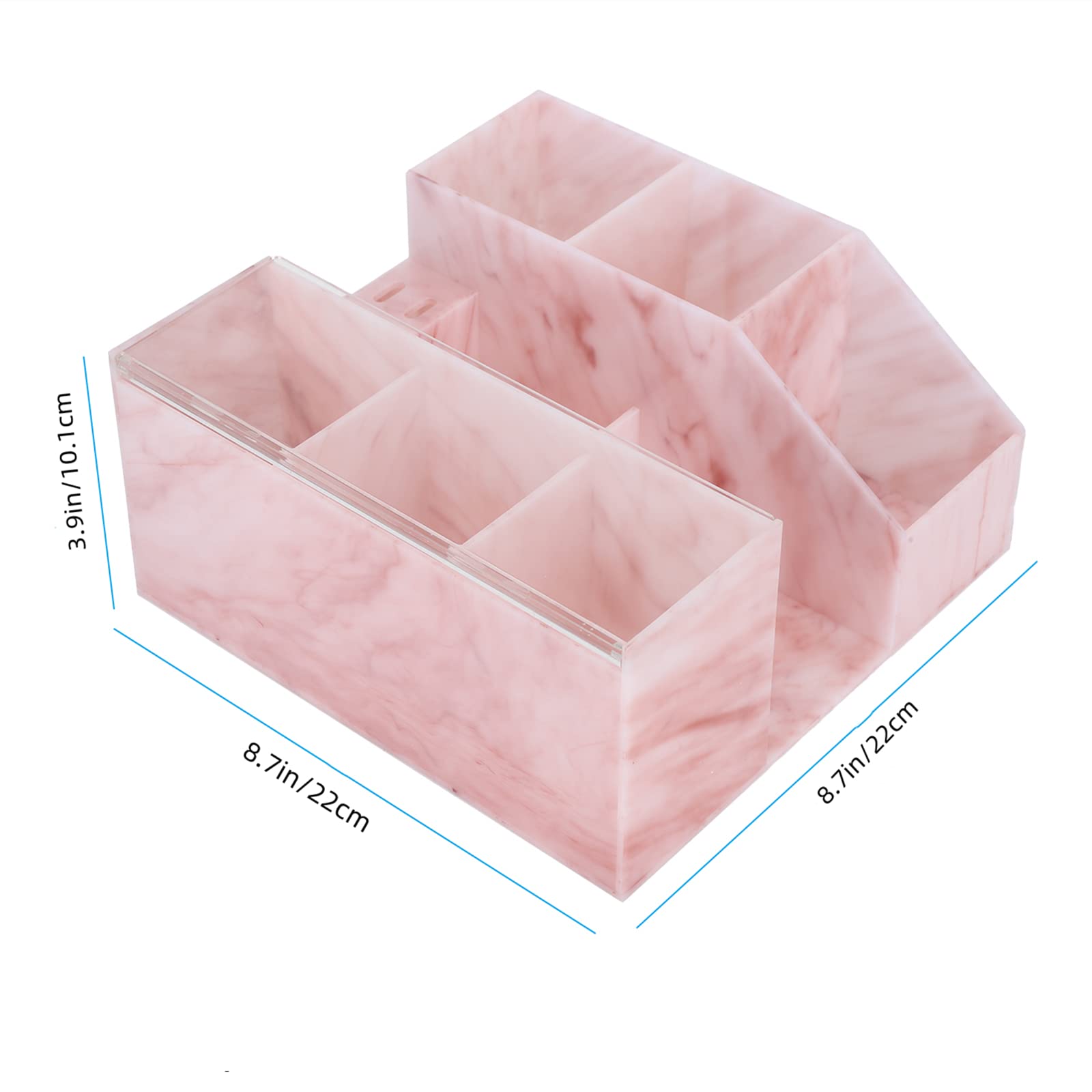 Acrylic Eyelash Extension Organizer with Tweezers Holder - Marble Pink Beauty Tool Storage Box for Lash Artists & Home Salon Use | Perfect for Professional Eyelash Extension Kits & DIY Beauty Storage