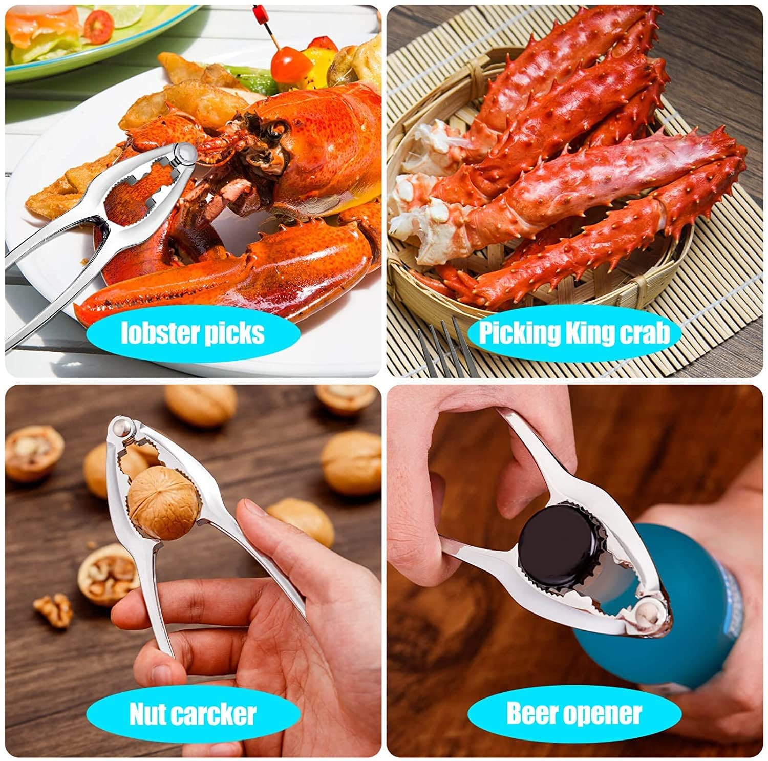 12-Piece Heavy Duty Crab Crackers & Seafood Tools Set - Crab Leg Crackers, Lobster Nut Crackers & Openers - Perfect for Home Kitchen, Parties & Gifts for Crab & Lobster Lovers - Ideal for Seafood Feasts, BBQs & Holiday Gatherings