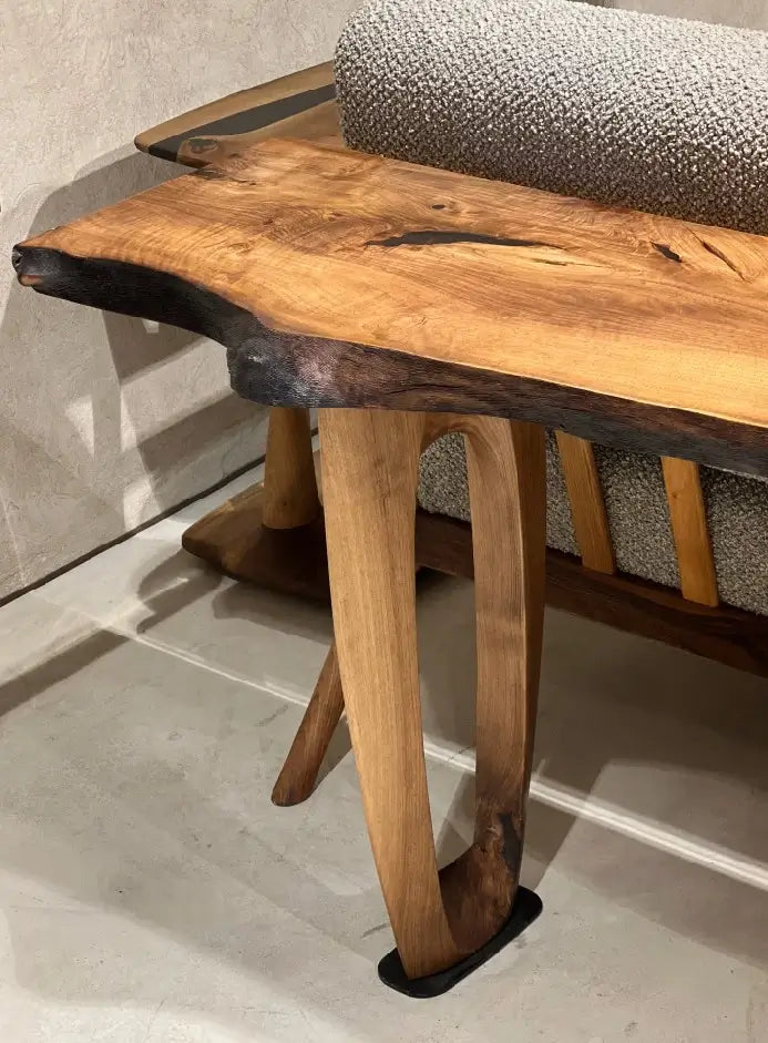 Rustic Walnut Console Table - Solid Wood Sofa Table for Entryway, Living Room & Hallway - Farmhouse Style Home Decor for Small Spaces