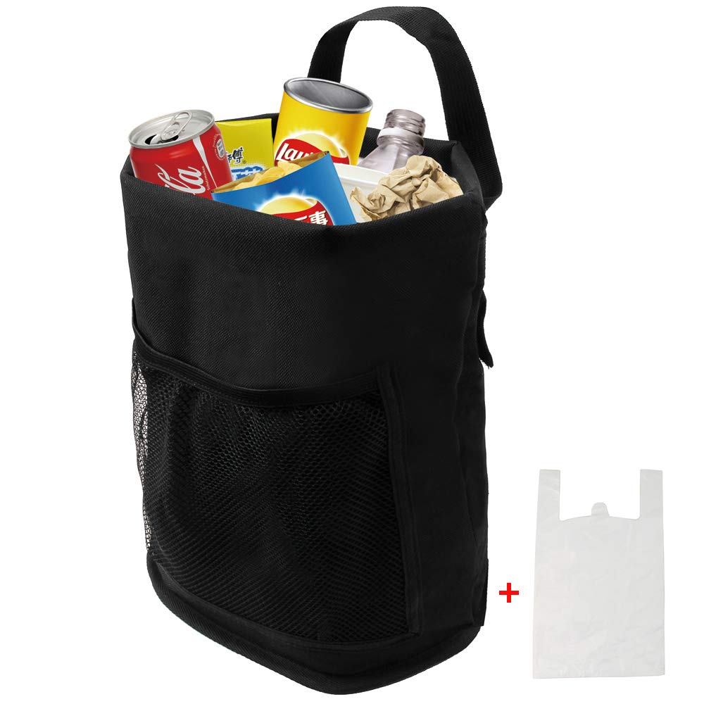 Reusable Waterproof Car Trash Can with Storage Pocket, Adjustable Cord & Leakproof Lining - Hanging Vehicle Garbage Bin for Cars, Trucks, Boats & RVs - Perfect for Road Trips, Commuting and Outdoor Adventures