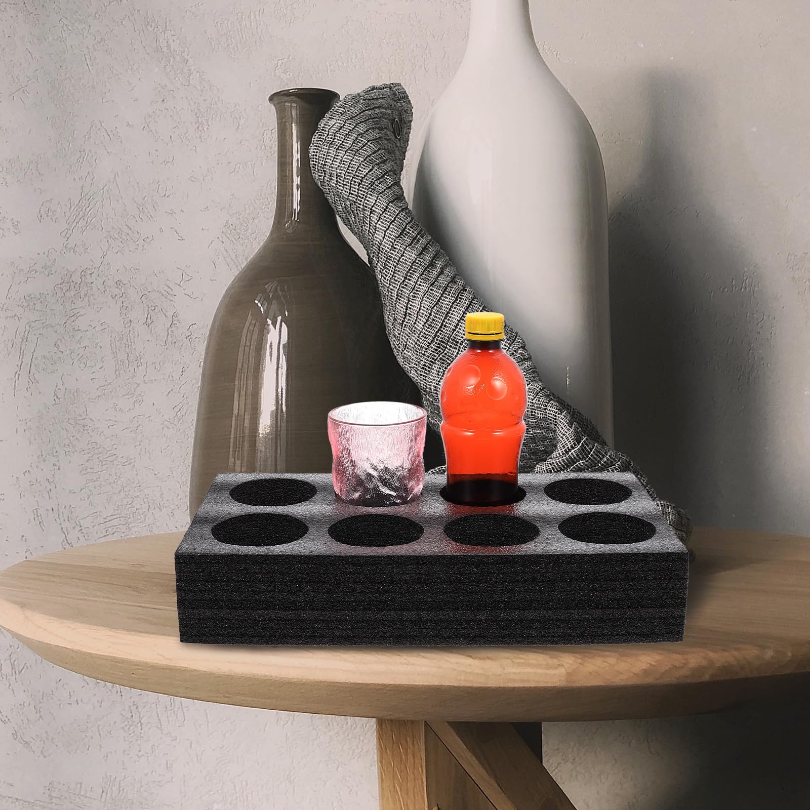 STOBOK 2-Pack Black Foam Drink Carrier Tray - 8 Hole Coffee Cup Holder for Takeout, Beverage Packaging & Fixing - Perfect for Coffee Shops, Restaurants, and Catering Services