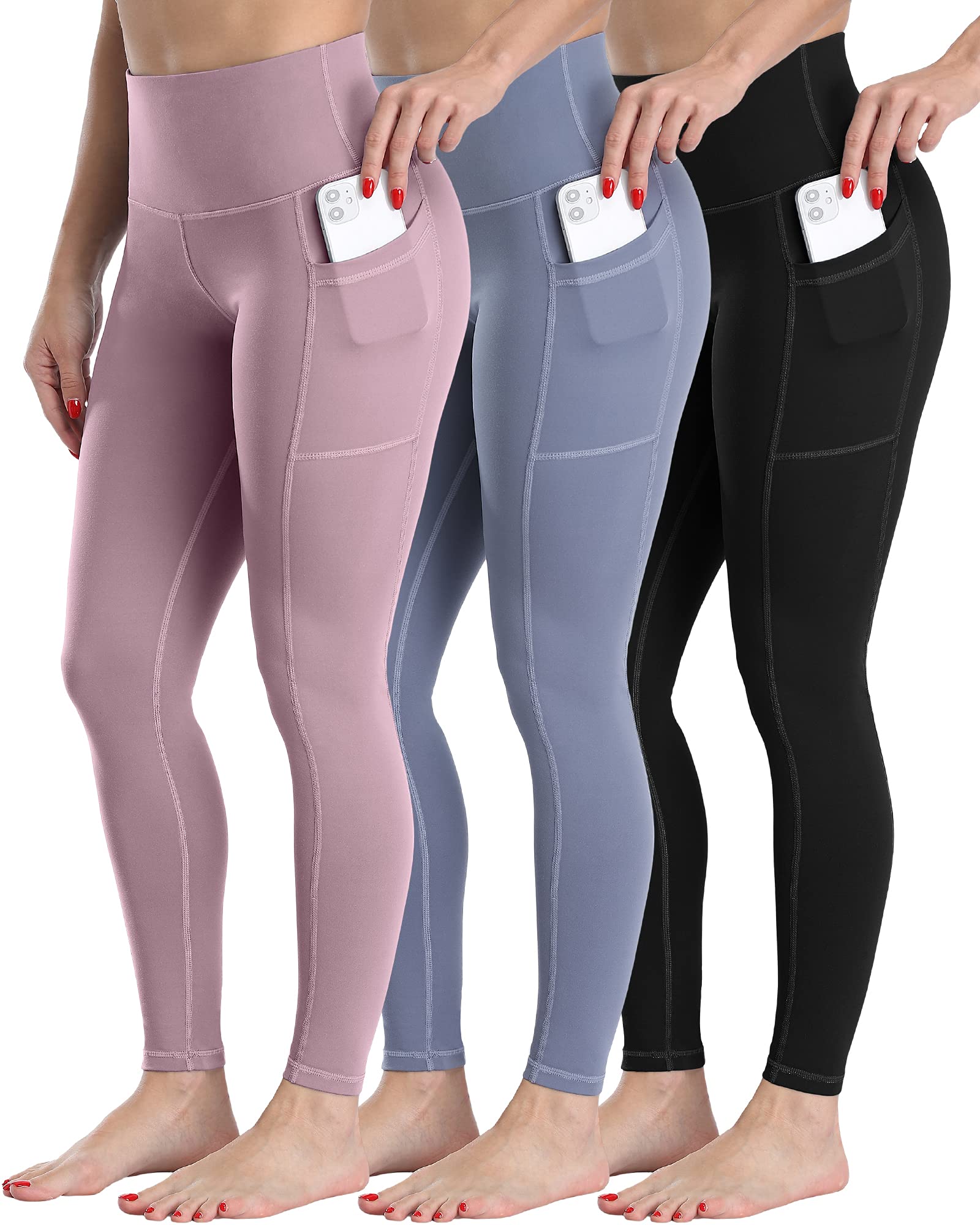 CHRLEISURE Women's High Waisted Yoga Pants with Pockets - Tummy Control Workout Leggings for Running, Gym & Lounge Wear