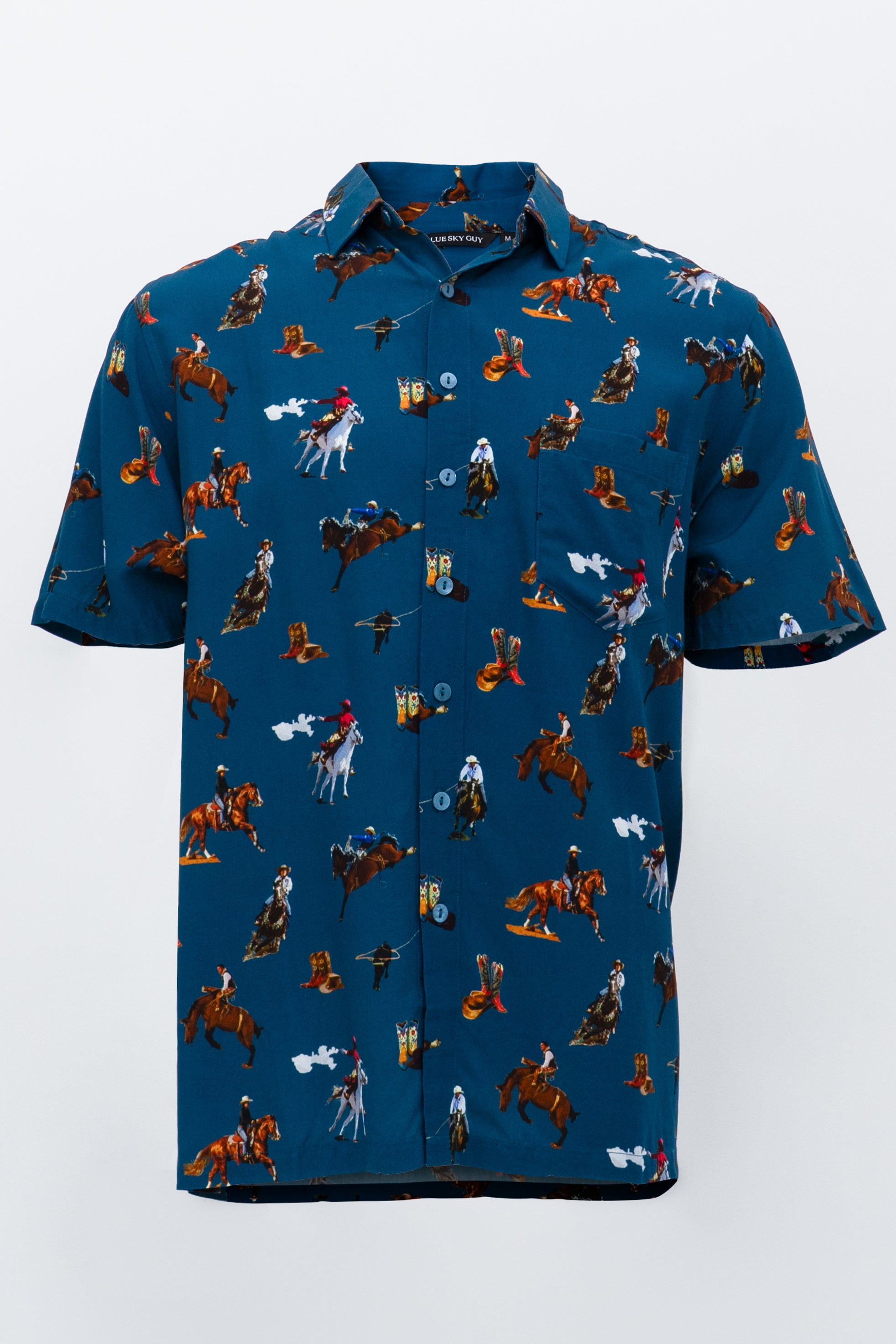 Dino Shirt for Men - Stylish Cowboy Western Woven Bamboo Button Up Shirt - Perfect for Country Rodeo, Outdoor Adventures & Casual Wear