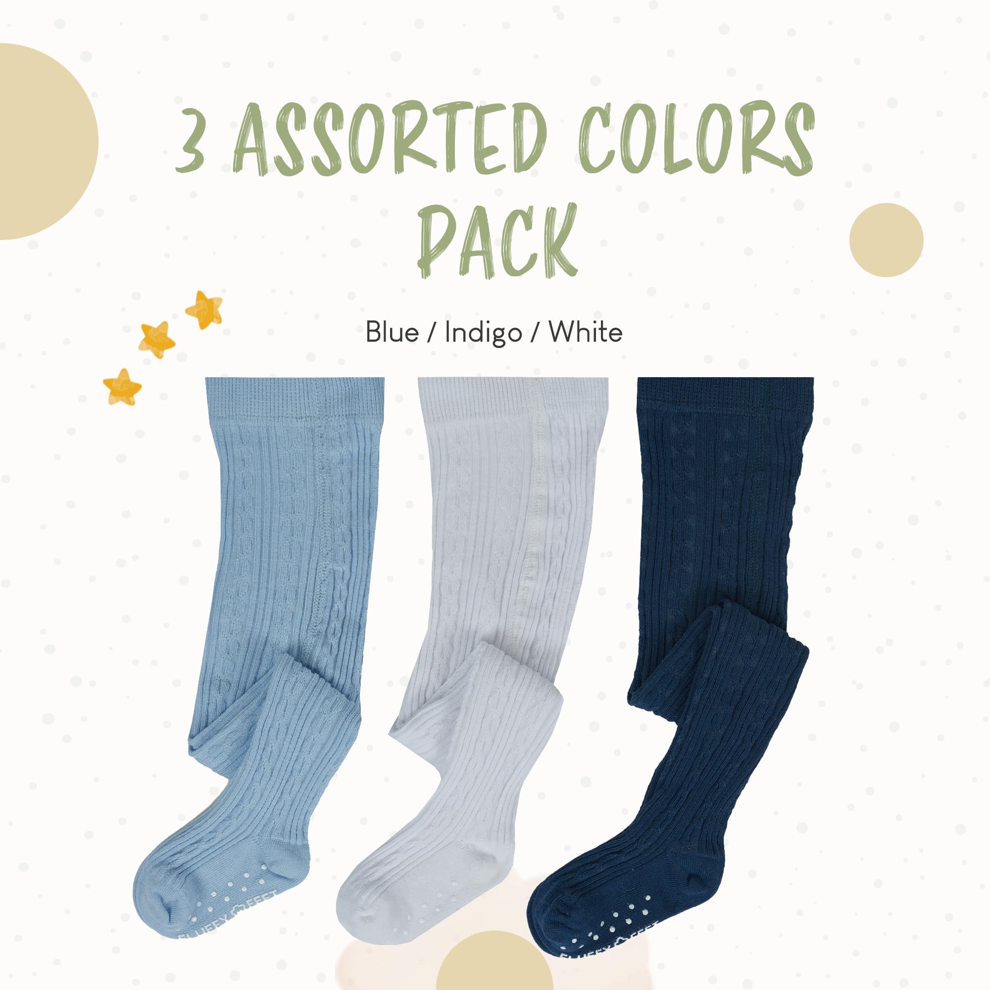 **Unisex Baby Tights - 3 Pack Soft Cotton Thick Leggings with Anti-Slip Sole for Boys & Girls | Seamless & Comfortable for Playtime, Daycare & Winter Wear**
