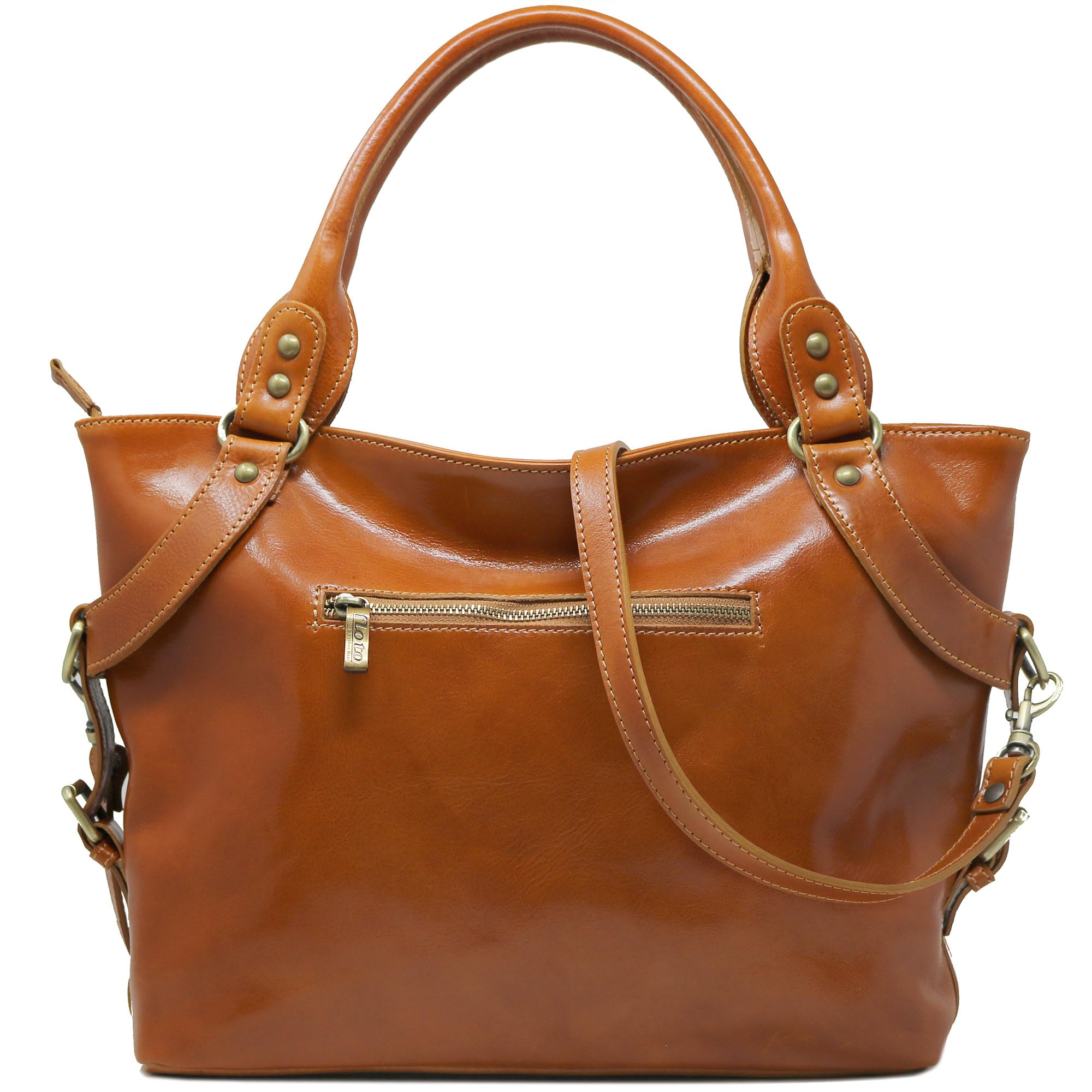 Floto Olive (Honey) Brown Taormina Italian Calfskin Leather Handbag & Shoulder Bag - Perfect for Work, Travel & Everyday Use