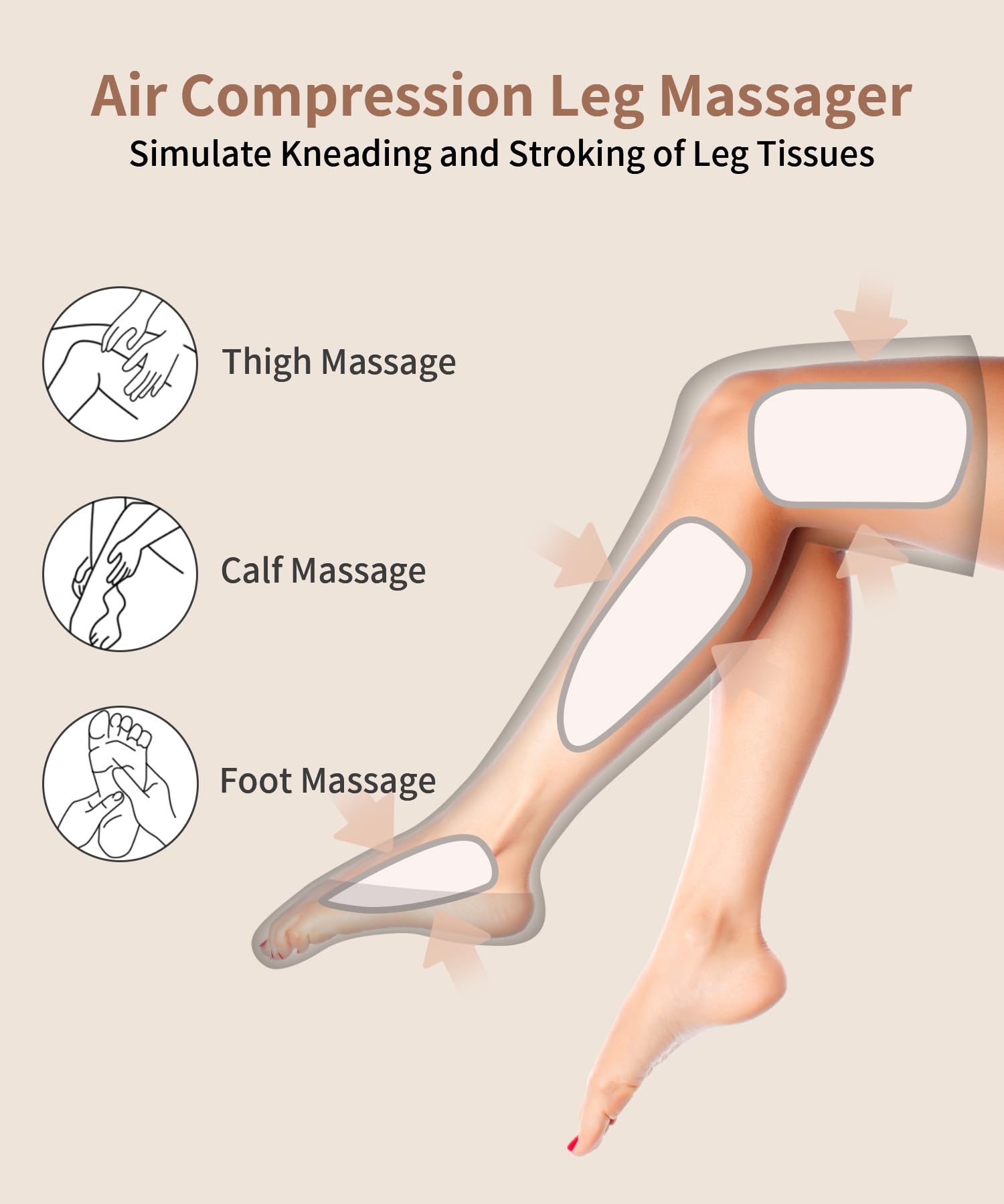 Air Compression Leg Massager with Cold Therapy - 3 Modes & 3 Intensities for Foot, Calf & Thigh Pain Relief and Circulation - Sequential Compression Device for Home, Office and Post-Workout Recovery