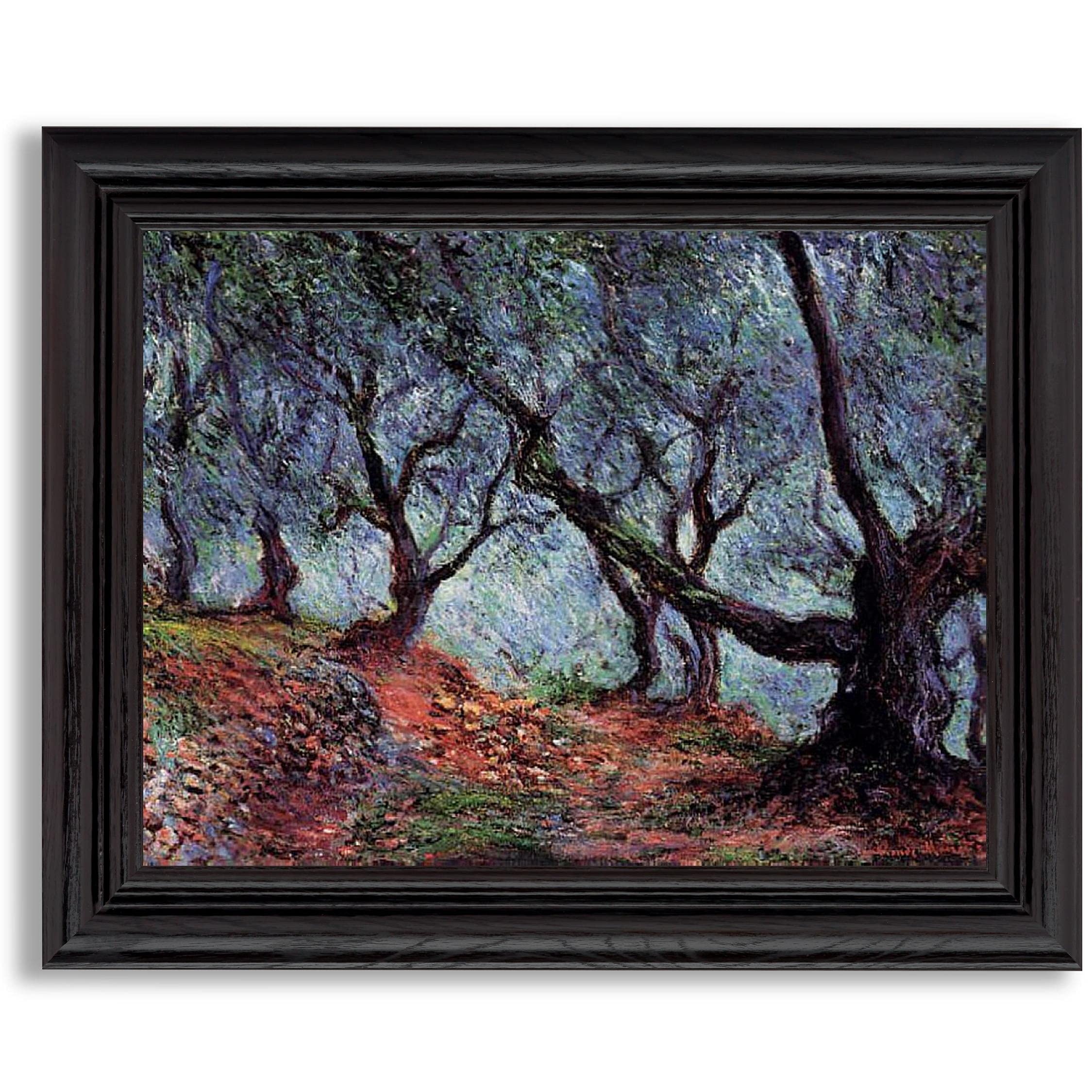 Claude Monet Olive Trees Framed Print - High Quality Art Reproduction Poster in Wood Frame | Wall Decor for Living Room, Bedroom & Office | Vintage Landscape Painting for Home & Office Decoration