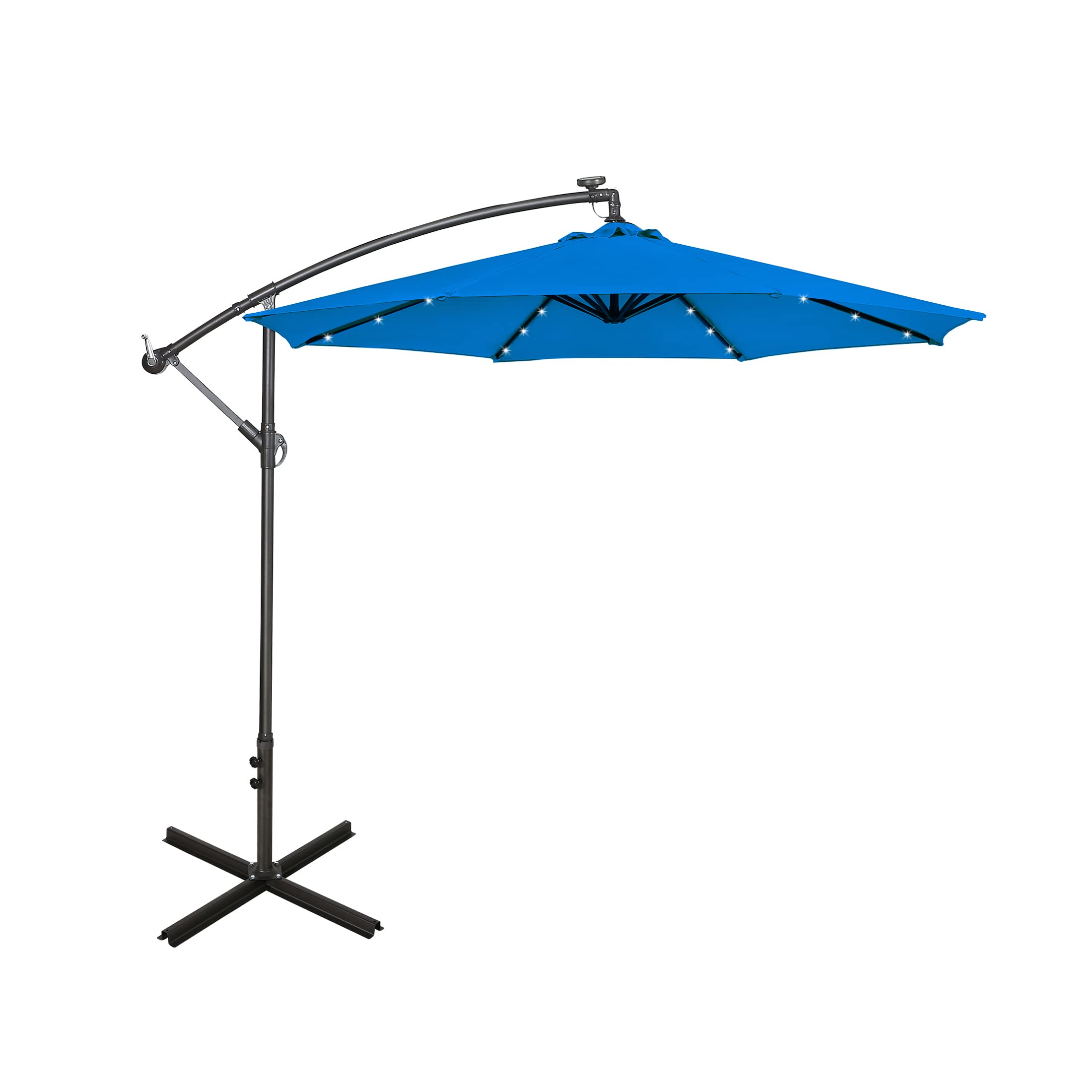 WO Home Furniture 10ft Cantilever LED Patio Umbrella Set with Stand - 2 Pack, Royal Blue - Perfect for Outdoor Dining, Poolside Lounging & Backyard Relaxation