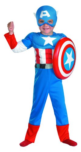 Captain America Muscle Costume for Toddlers - Kids Superhero Dress Up for Halloween & Cosplay