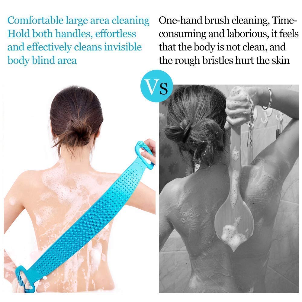 PAVITYAKSH Silicone Body Scrubber - Exfoliating Belt for Shower & Bath, Deep Cleaning Massage for Men & Women