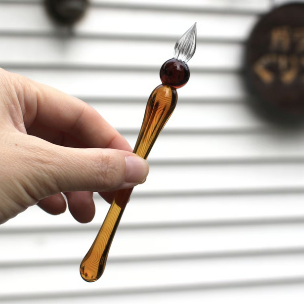 Japanese Glass Dip Pen - Short & Honey Design, Elegant Calligraphy Writing Tool for Artists, Writers & Lettering Enthusiasts | Perfect Gift for Journaling, Scrapbooking & Creative Writing