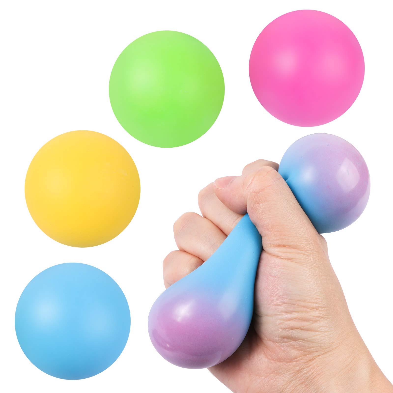 4 Pack Color Changing Stress Balls for Adults & Kids - Squeeze Sensory Fidget Toys, Anti-Anxiety Squishy Balls for Teens, Boys & Girls - Hand Therapy & Stress Relief - Perfect for Office, Classroom & Home Use