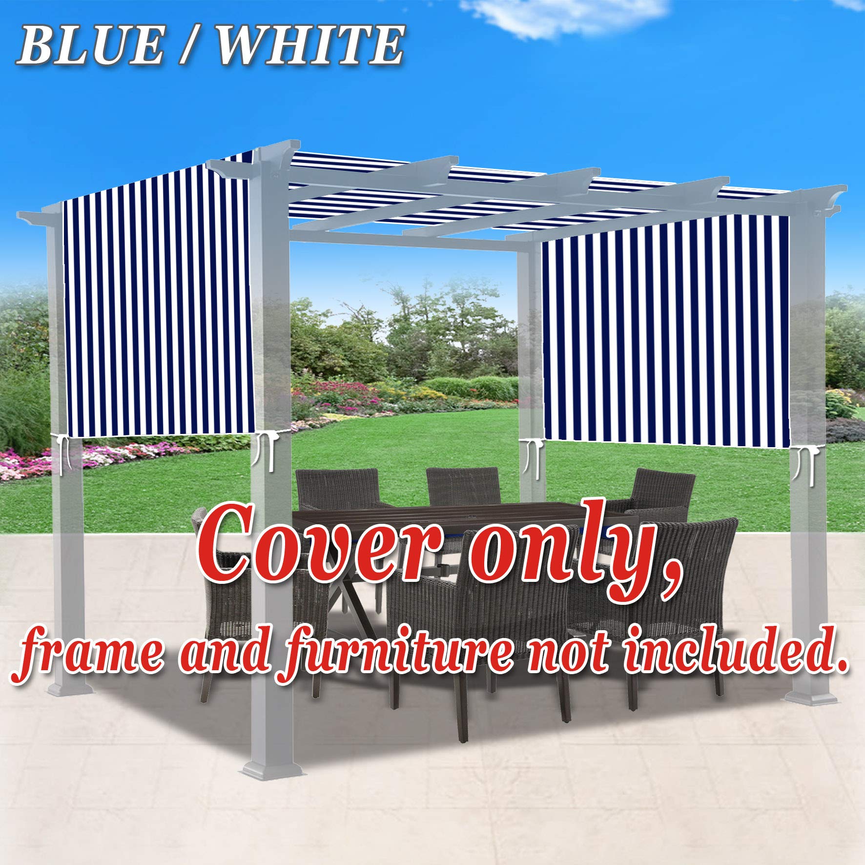 Universal 18x8.2 Ft Pergola Replacement Canopy - Heavy-Duty Sun Shade Cover in Blue & White | Perfect for Patio, Deck, Backyard & Outdoor Living Spaces
