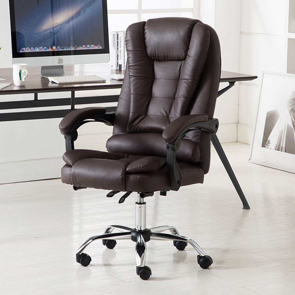 Ergonomic Office Chair - Leather Executive Desk Chair with Swivel & Lift, Reclining Computer Chair for Home Office, Reception & Conference Room (Brown) - Perfect for Long Work Hours & Professional Settings
