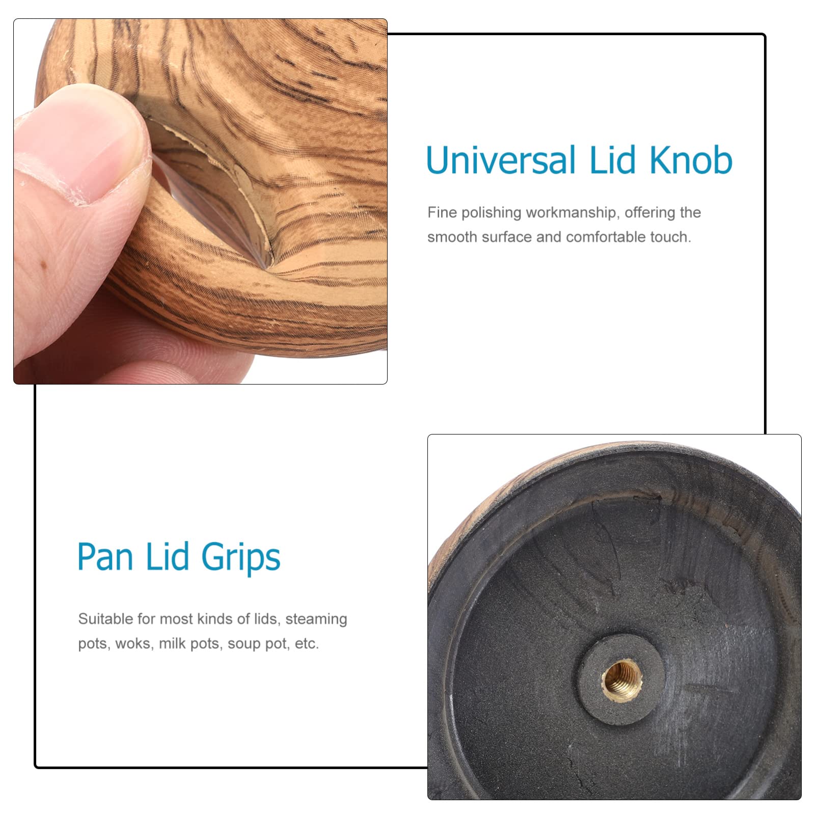 2-Pack Universal Wooden Pot Lid Knobs - Heat-Resistant Cookware Lid Handles for Stovetop & Oven - Easy Replacement Knobs for Kitchen Pots & Pans (Wood Color) - Perfect for Cooking, Baking & Everyday Kitchen Use