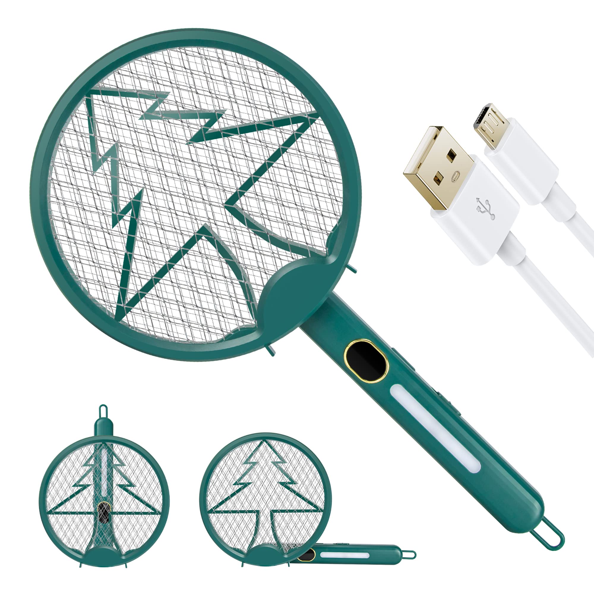 Rechargeable Electric Fly Swatter - 3000V Mosquito & Bug Zapper with Foldable Design, Lithium Battery Powered | Indoor Insect Killer for Flies, Mosquitoes & Pests | Perfect for Home, Kitchen, Camping & Outdoor Use
