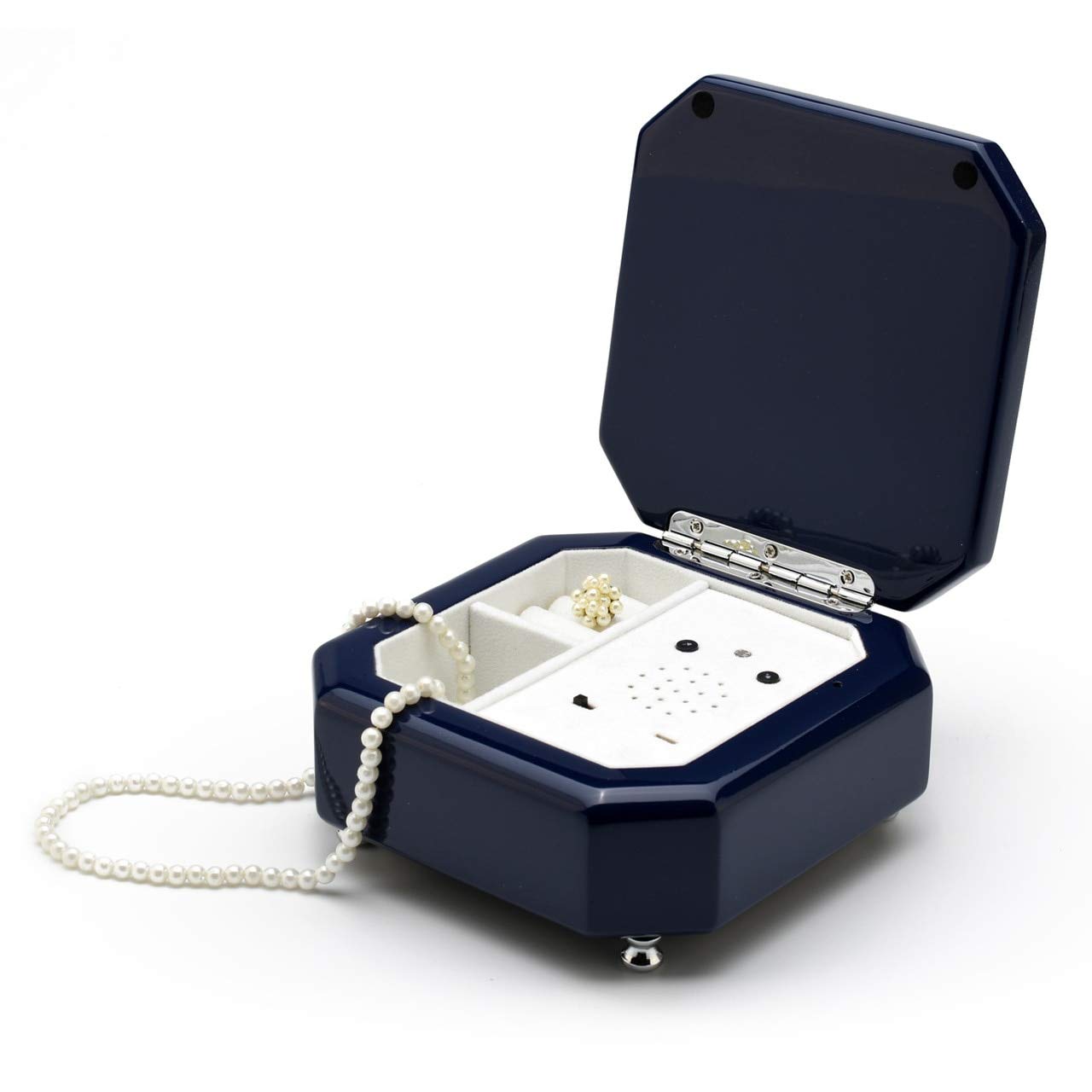 Custom Octagonal Midnight Blue USB Music Box with Volume Control, On/Off Switch, Motion Sensor & Rechargeable Battery - Perfect for Weddings, Anniversaries & Romantic Gifts