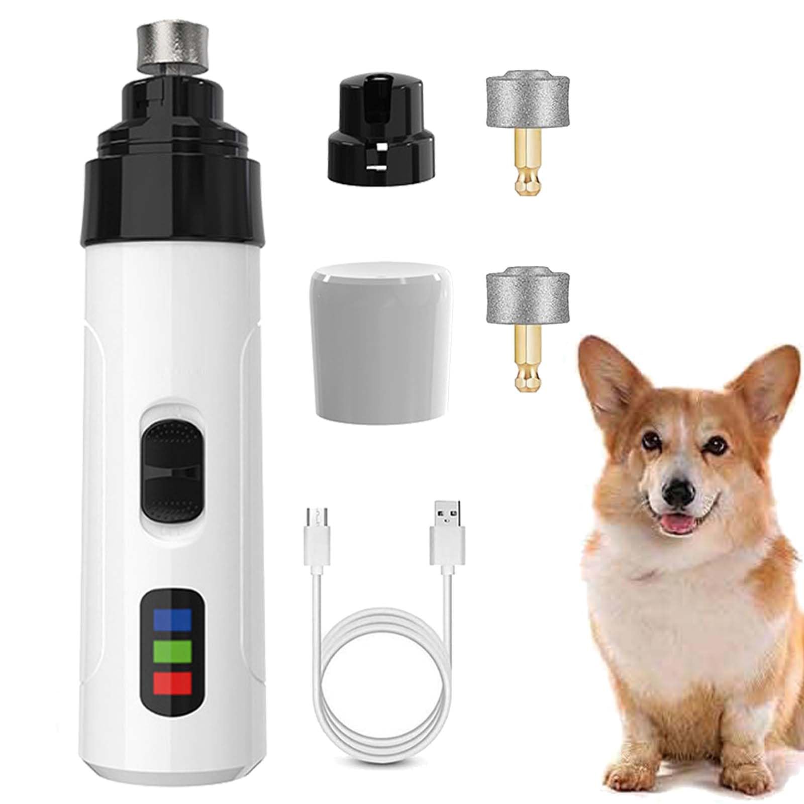 Heusom Silent Groom Pro Nail Grinder for Dogs & Cats - Rechargeable USB Pet Nail Trimmer with 2 Grinding Heads - Painless & Quiet Dog Nail Clipper for Small Medium Large Pets - Perfect for Home Grooming & Professional Use