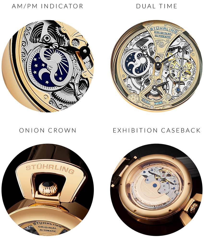 Emperor's Grandeur 127A Automatic 49mm Skeleton Watch for Men - Luxury Mechanical Timepiece with Open Heart Design - Perfect for Formal Events, Business Meetings & Special Occasions