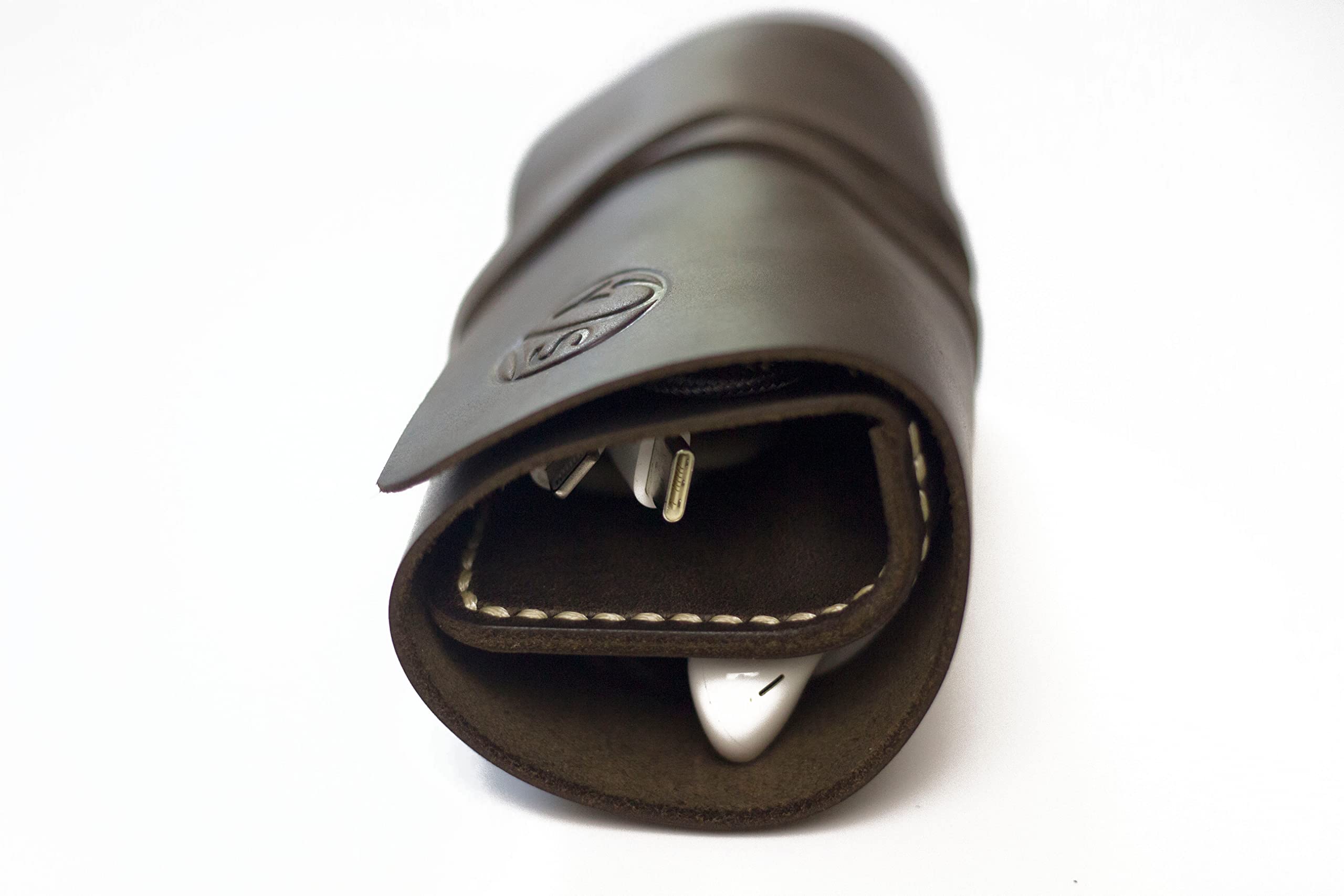 Premium Leather Cord Organizer Wrap - Cable Bag Roll Holder for Earphones & Travel Accessories (Brown) | Perfect for Travel, Office & Home Organization - Y2S