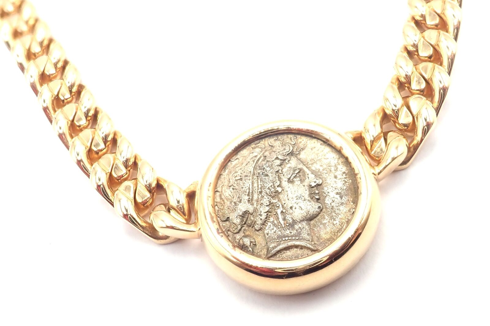 Authentic Bvlgari 18K Yellow Gold Monete Coin Link Necklace - Vintage Luxury Jewelry for Women - Perfect for Special Occasions & Gift Giving