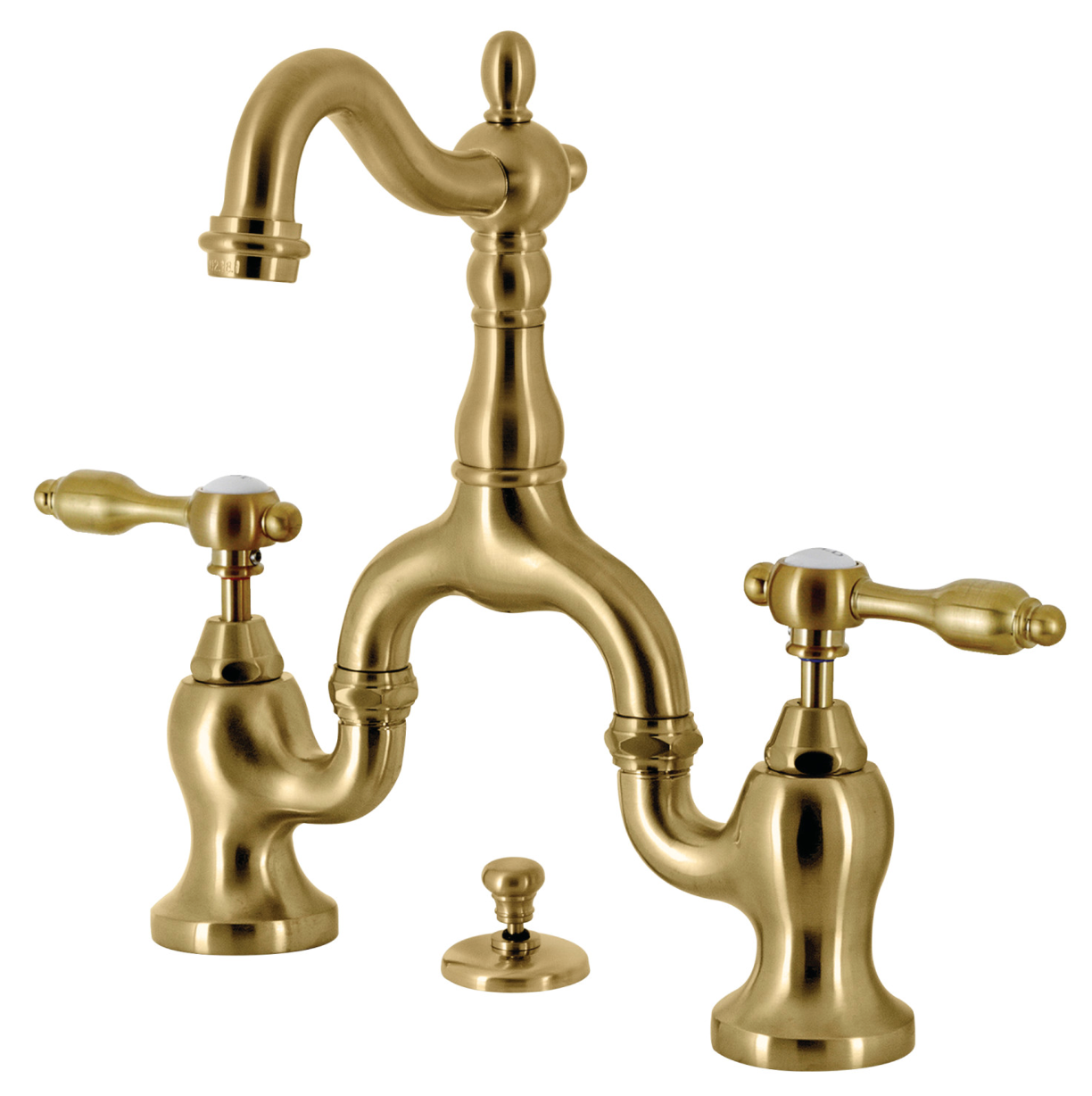 European Style Bridge Bathroom Faucet with Pop-Up Drain and Lever Handles - Perfect for Modern Vanities and Spa-Like Bathroom Upgrades